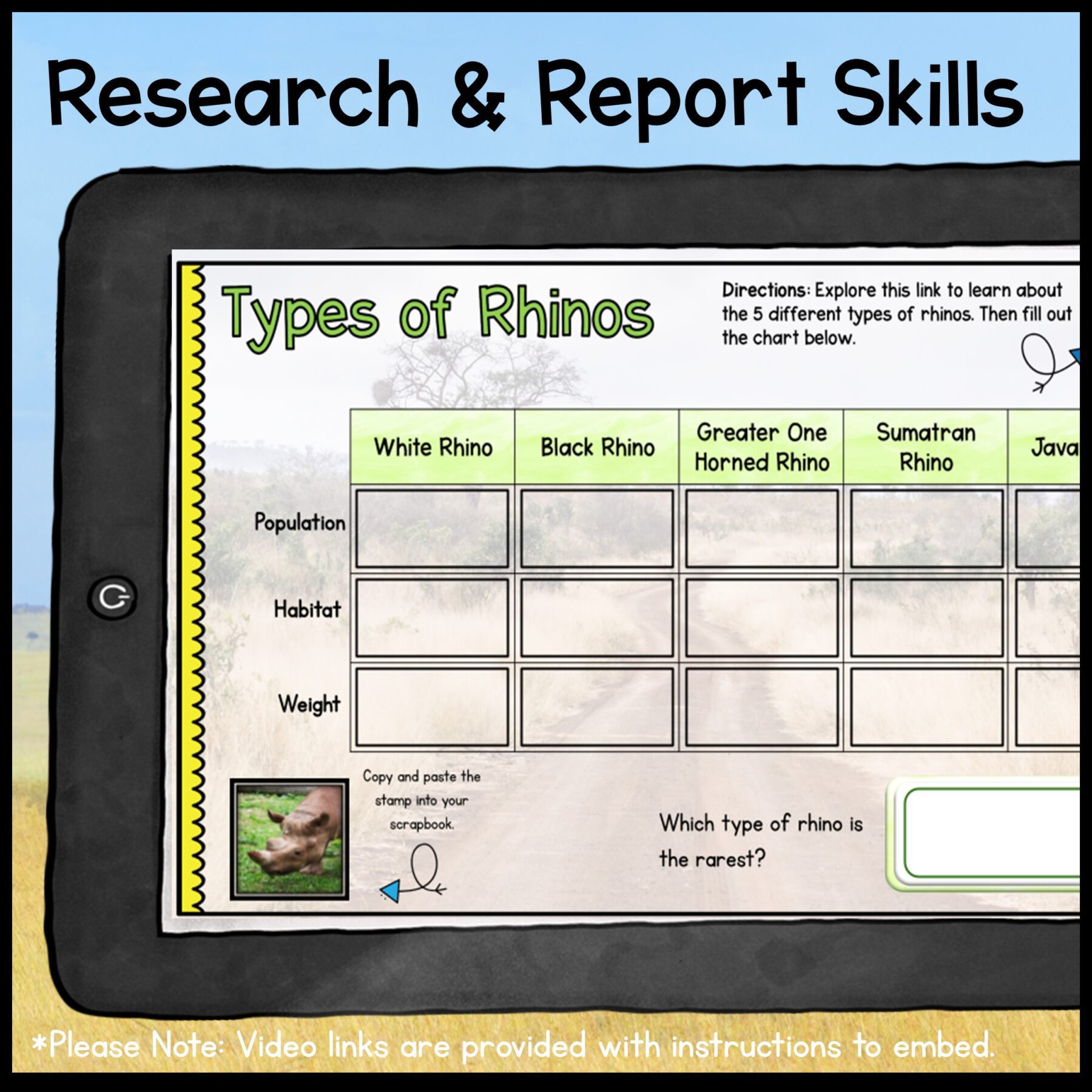 Rhinos Digital Research Webquest - 2nd-5th Grade - Google Slides - Image 4