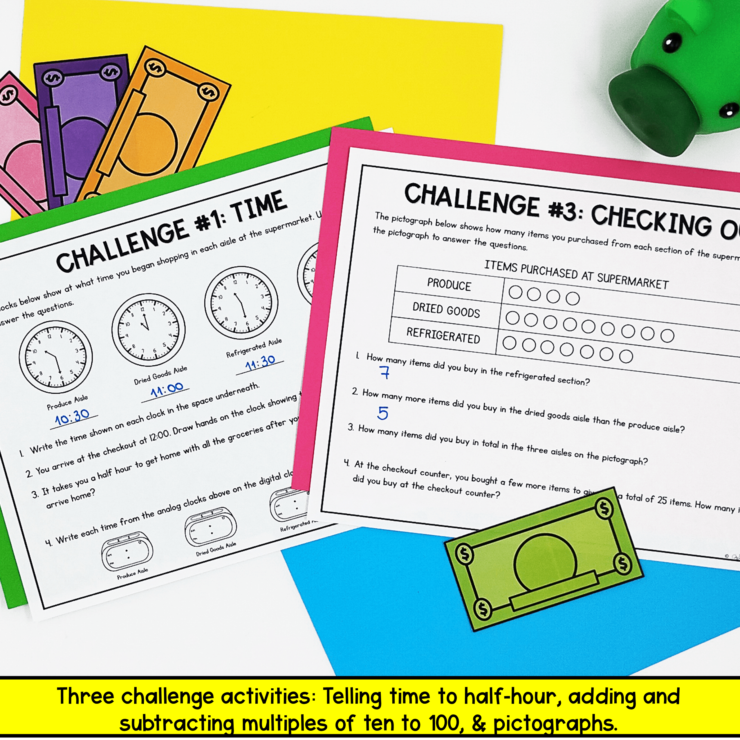 1st Grade Math PBL Add, Subtract, Word Problems Money Project Based Learning - Image 4