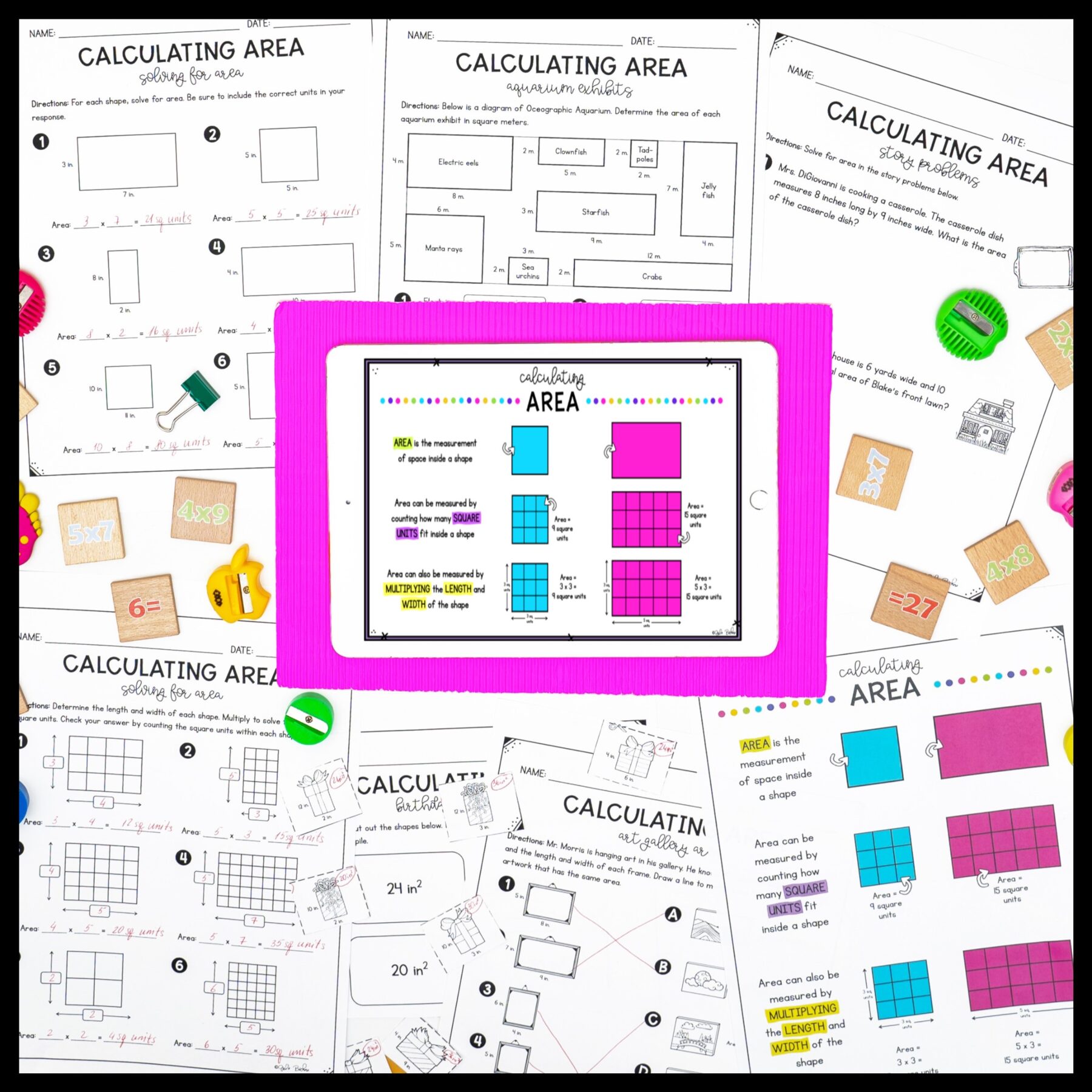 Calculating Area - 3rd Grade Math Unit - Printable & Digital Formats 3.MD.C.7 - Image 5