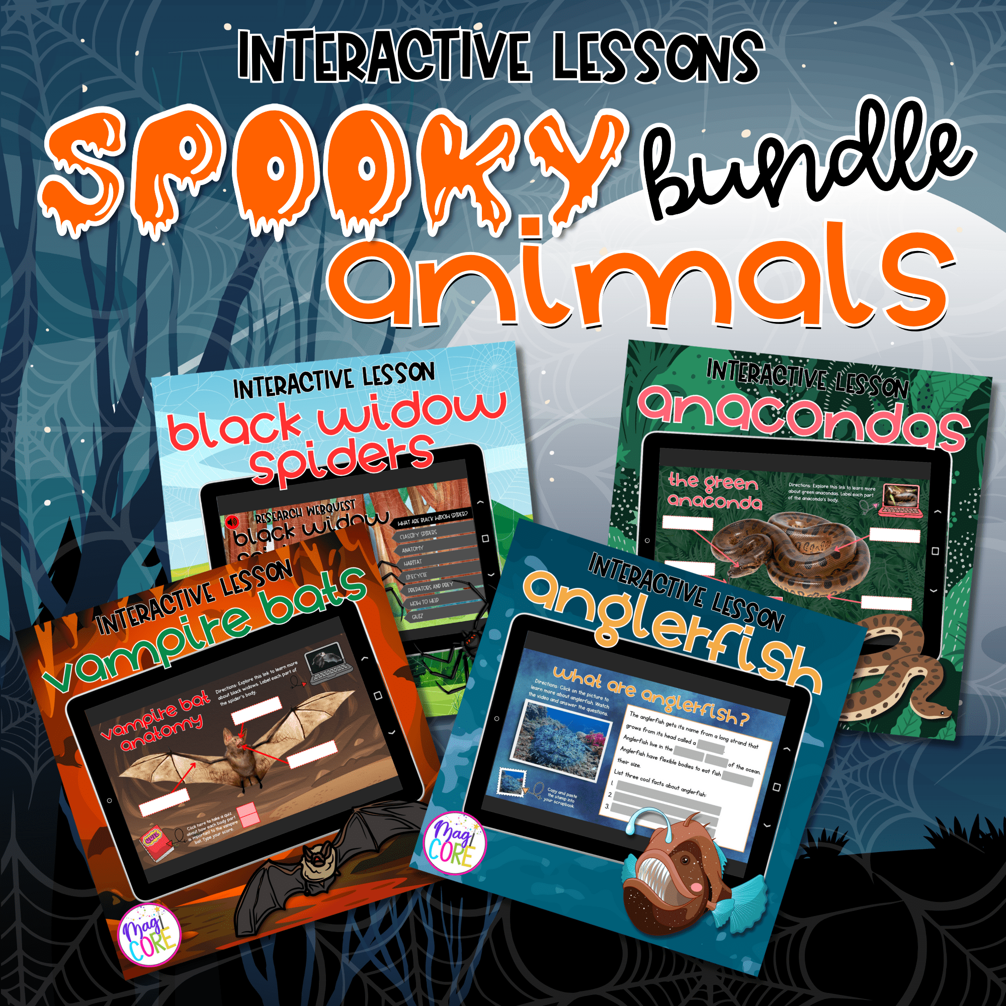 Creepy & Spooky Animals Digital Lessons Bundle Report Writing Bonus Halloween