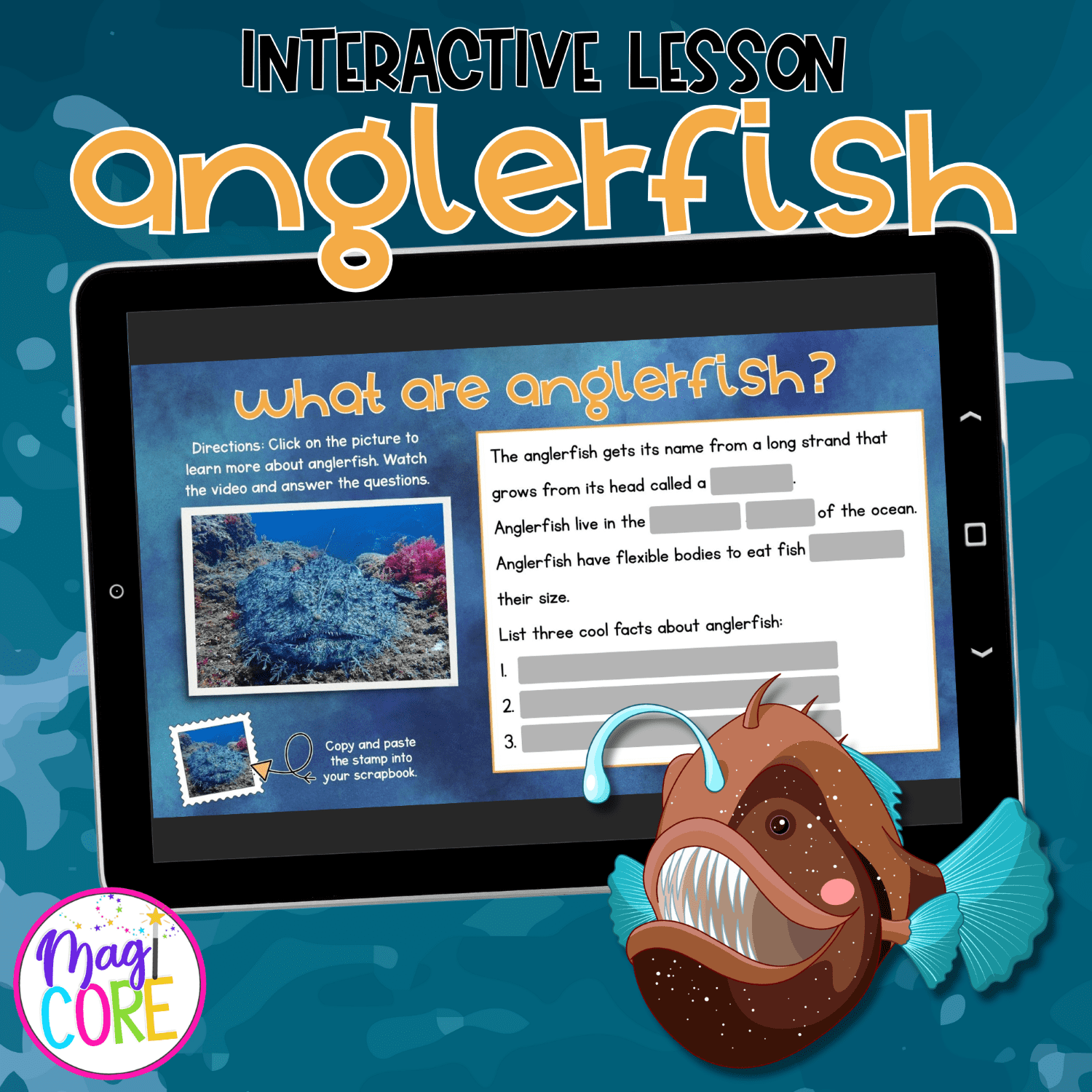 Anglerfish Interactive Lesson Digital Activity Ocean Animals Life Cycle Habitat