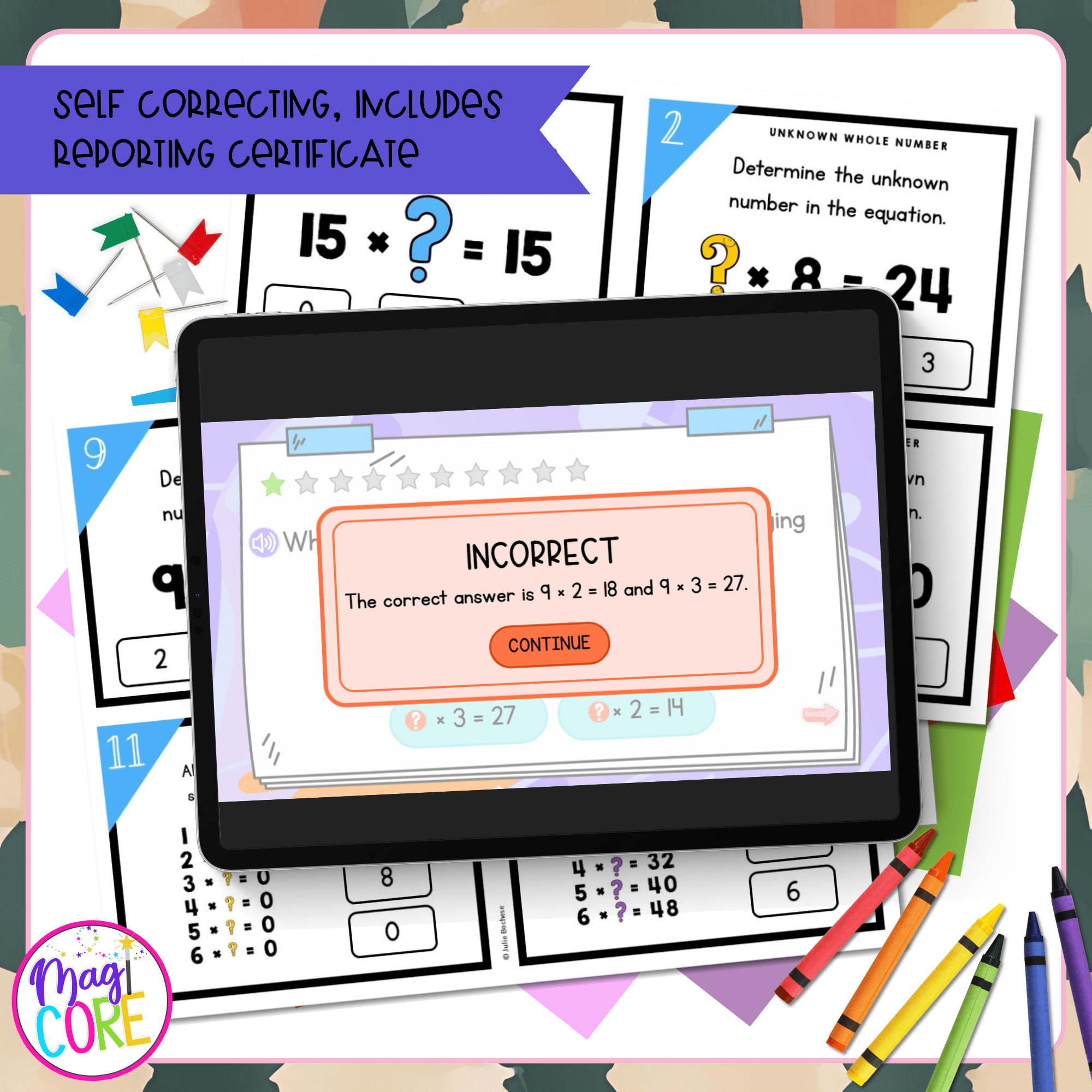 Determine Unknown Whole Number - 3rd Grade Math Task Cards - 3.OA.A.4 - Image 3