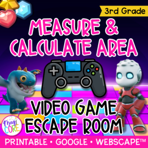 Measure & Calculate Area Video Game Escape Room & Webscape™ - 3rd Grade