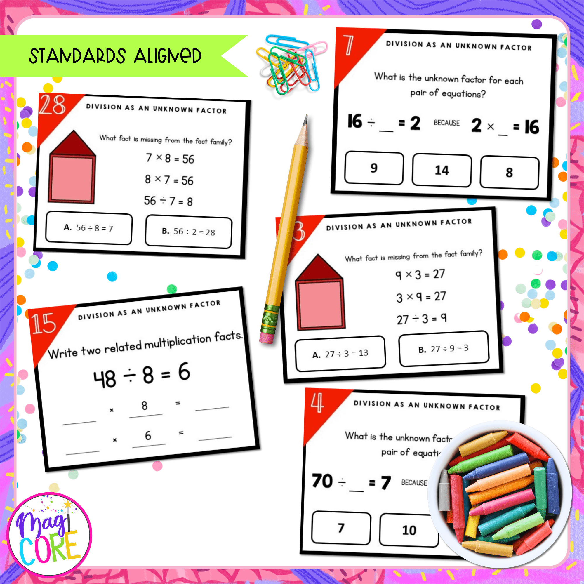 Division as an Unknown Factor - 3rd Grade Math Task Cards - 3.OA.B.6 - Image 4