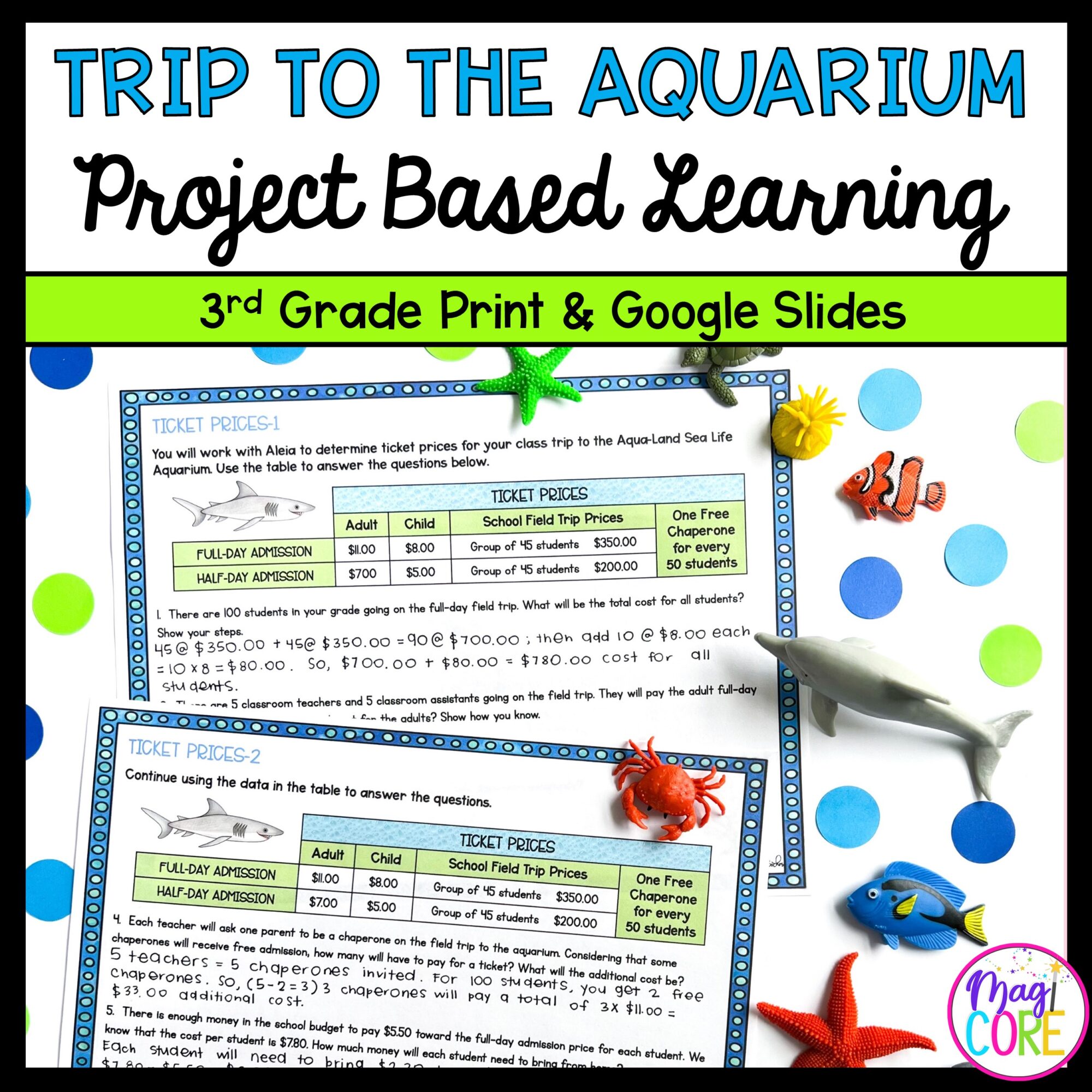 3rd Grade Math Project Based Learning - Trip to the Aquarium PBL Print & Digital