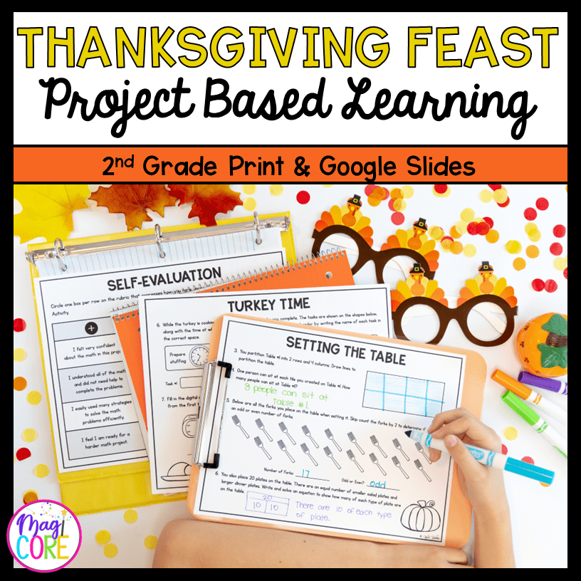 Thanksgiving Feast Project Based Learning - 2nd Grade Math - Print & Digital
