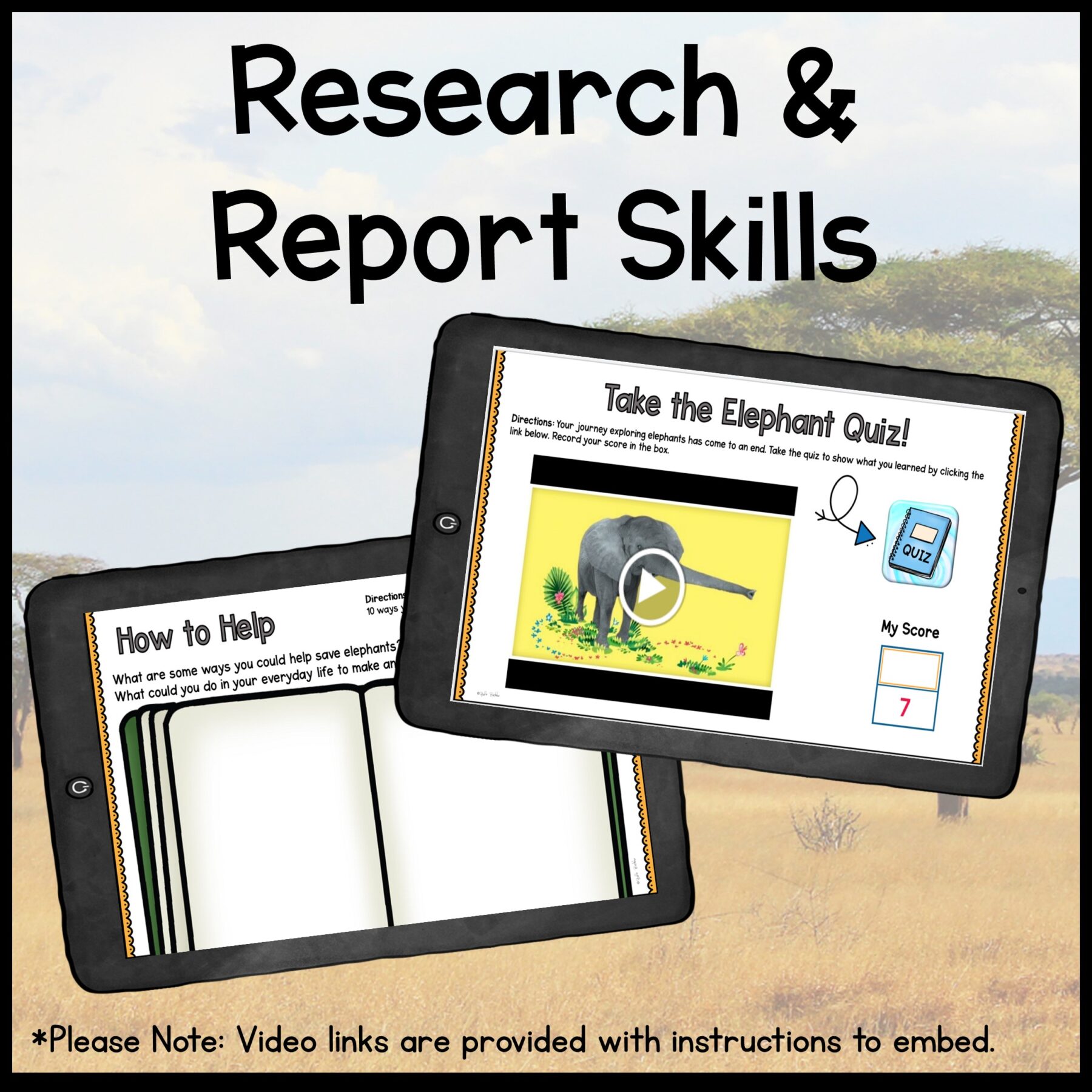 Savanna Animals Digital Research WebQuest BUNDLE - 2nd-5th Grade - Google Slides - Image 10