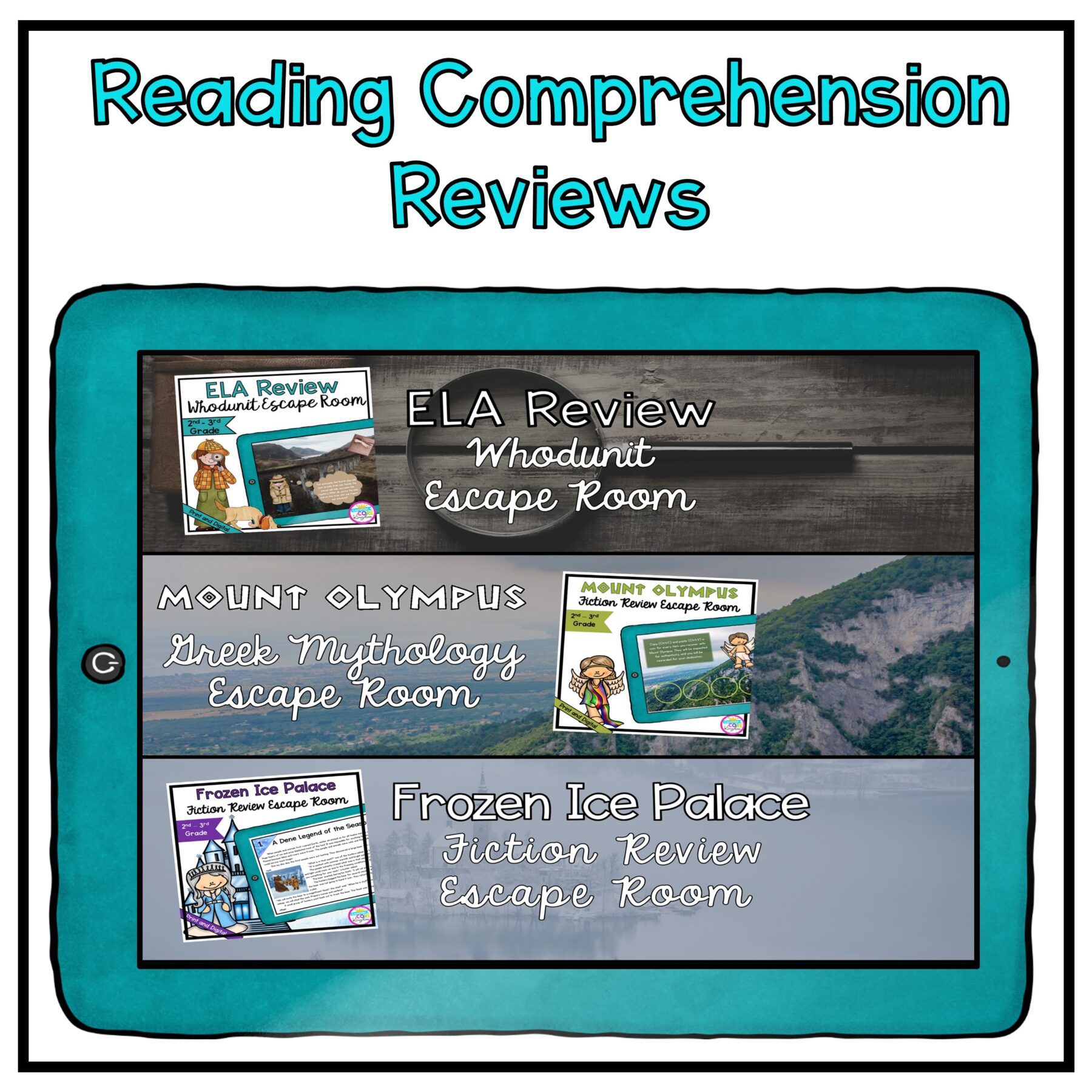 Reading Comprehension Review Escape Room Bundle 2nd 3rd Print Digital Activities - Image 2