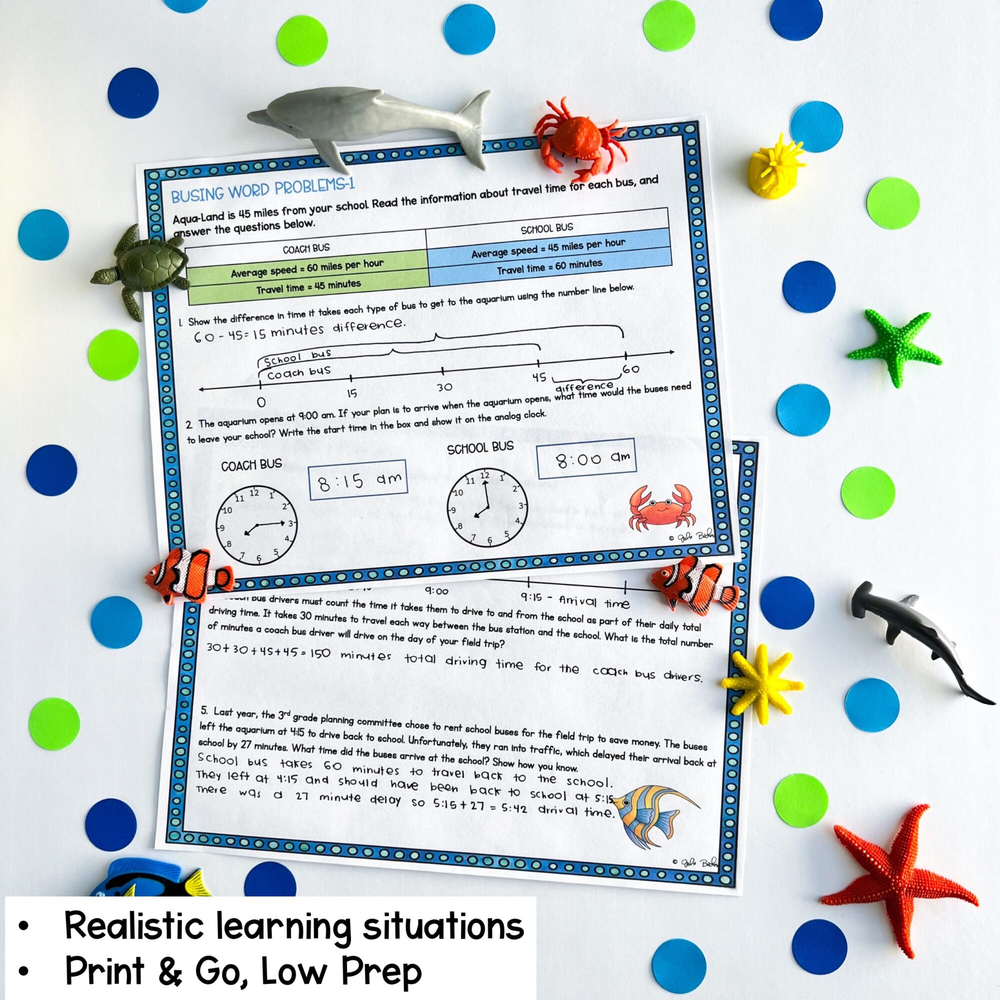 3rd Grade Math Project Based Learning - Trip to the Aquarium PBL Print & Digital - Image 2