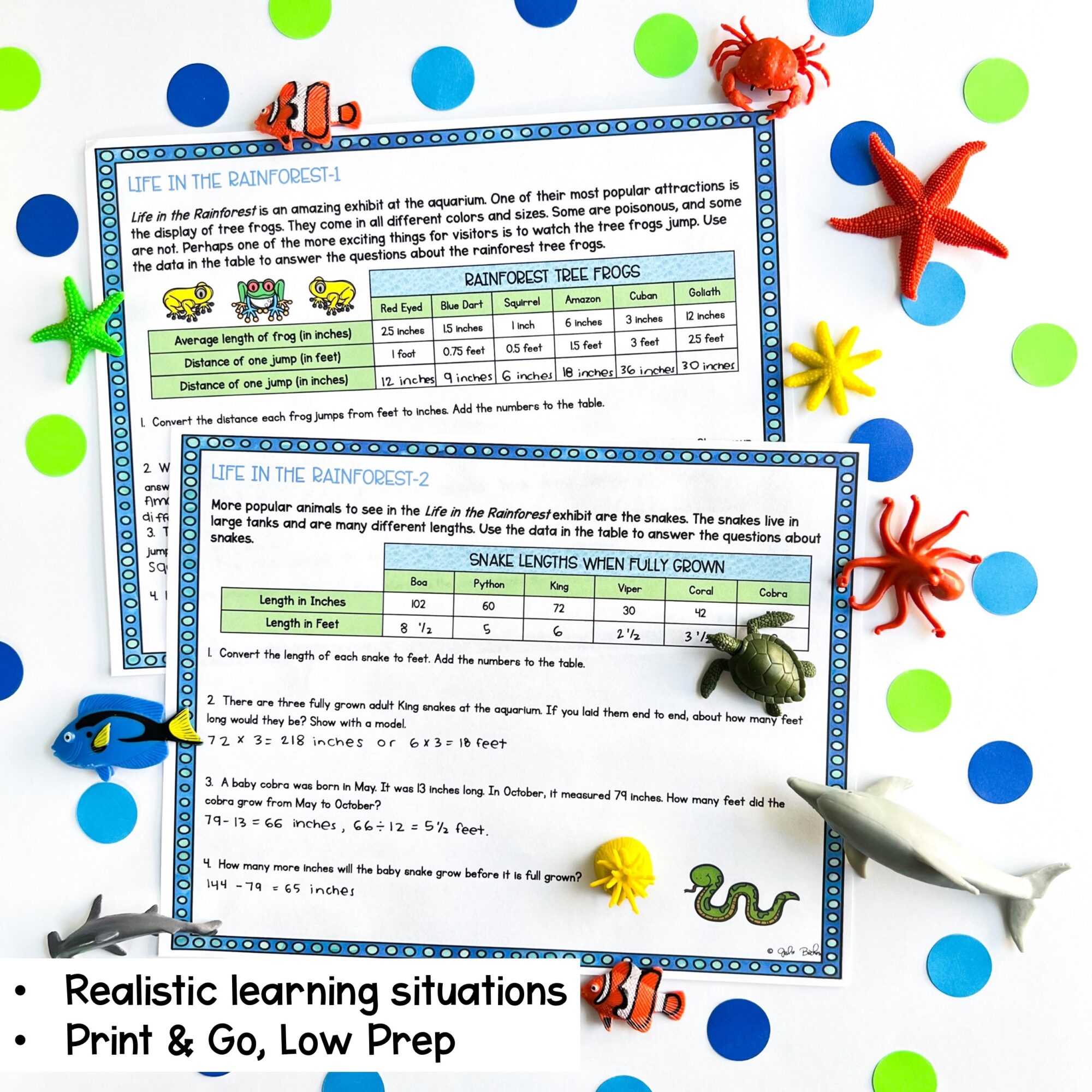 4th Grade Math Project Based Learning - Trip to the Aquarium PBL Print & Digital - Image 2