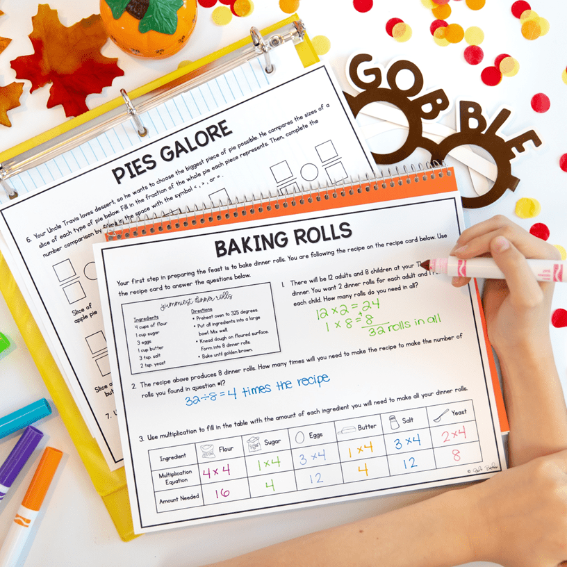 Thanksgiving Feast Project Based Learning 3rd Grade Math Activity & Worksheets - Image 2