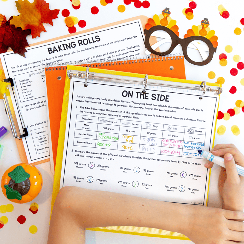 Thanksgiving Feast Project Based Learning 2nd Grade Math Activity & Worksheets - Image 2