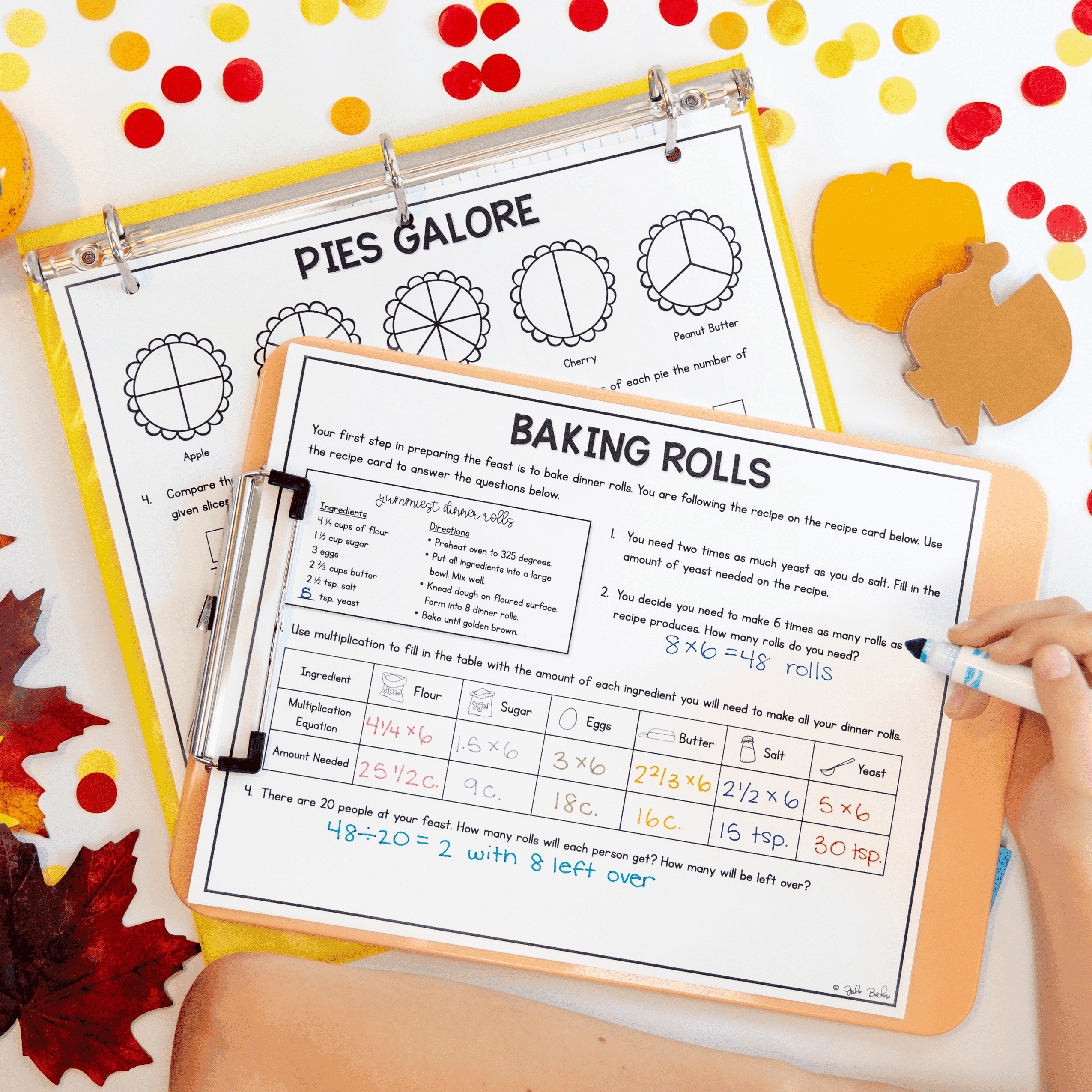 Thanksgiving Feast Project Based Learning 5th Grade Math Activity & Worksheets - Image 2