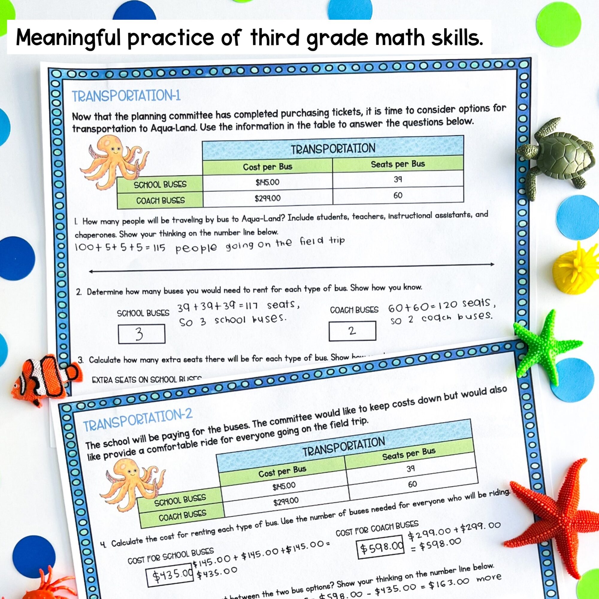 3rd Grade Math Project Based Learning - Trip to the Aquarium PBL Print & Digital - Image 3
