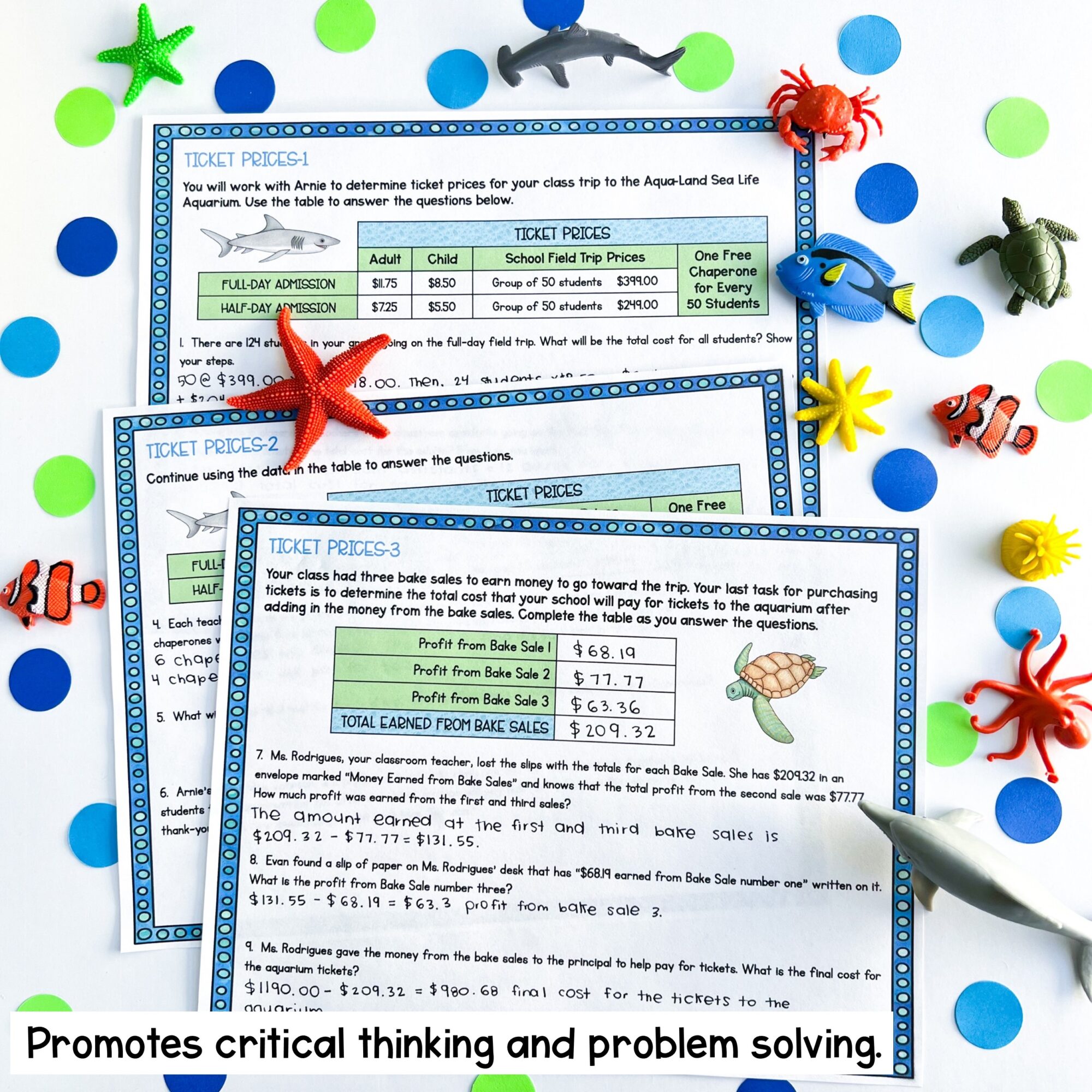 4th Grade Math Project Based Learning - Trip to the Aquarium PBL Print & Digital - Image 4