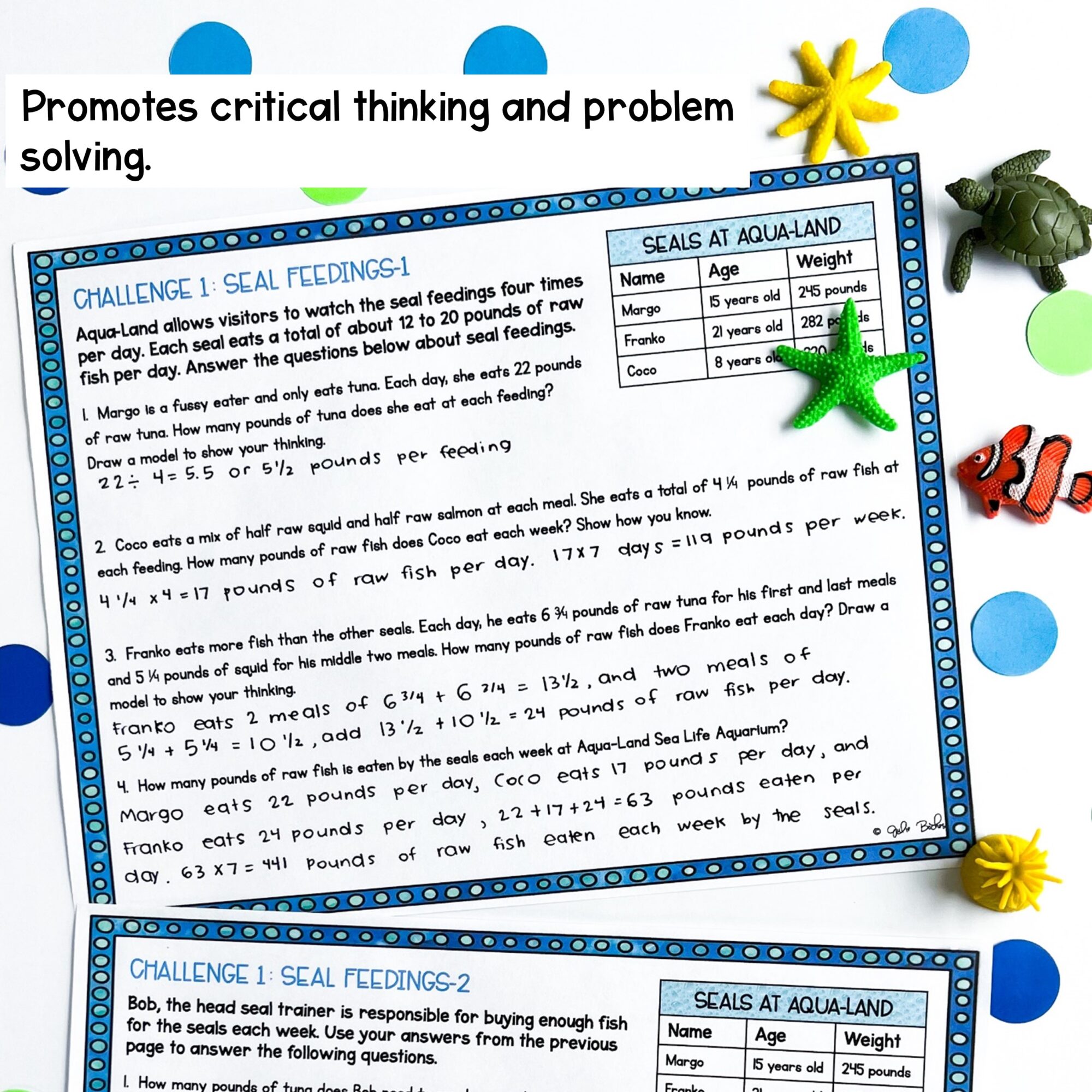 5th Grade Math Project Based Learning - Trip to the Aquarium PBL Print & Digital - Image 4