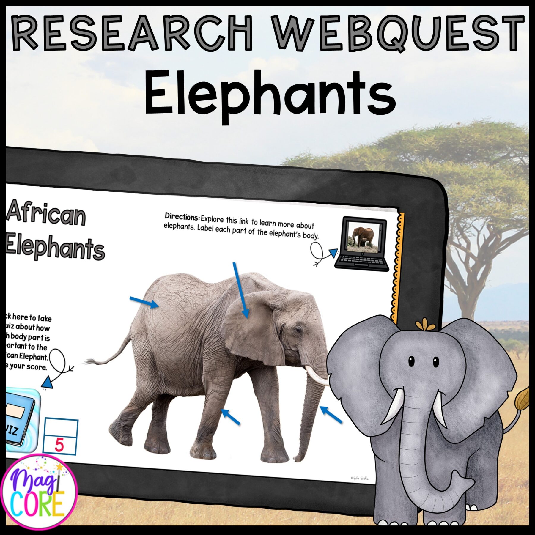 Savanna Animals Digital Research WebQuest BUNDLE - 2nd-5th Grade - Google Slides - Image 7
