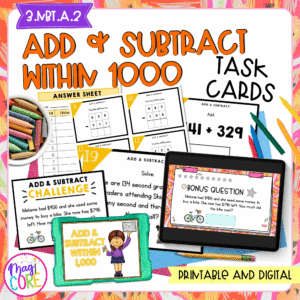 Add & Subtract within 1000 - 3rd Grade Math Task Cards - 3.NBT.A.2