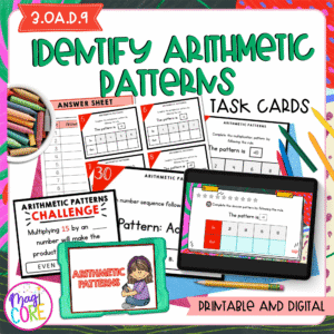 Identify Arithmetic Patterns - 3rd Grade Math Task Cards - 3.OA.D.9