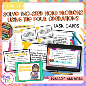 Two-Step Word Problems - 3rd Grade Math Task Cards- 3.OA.D.8