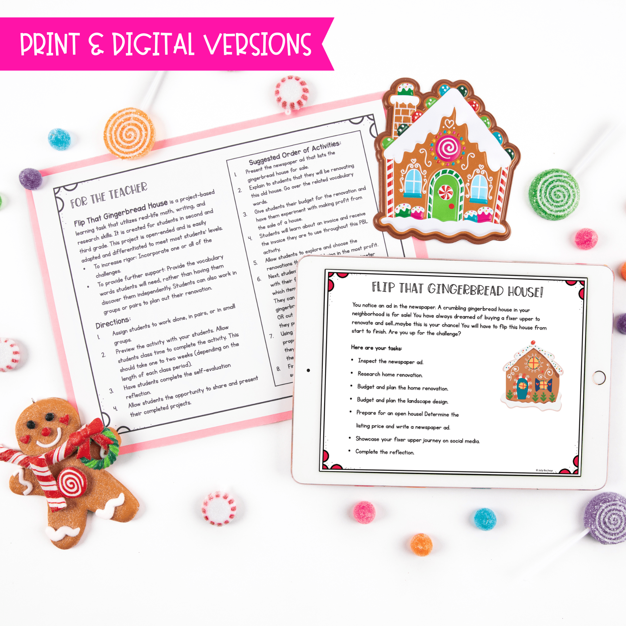 Gingerbread House 2nd 3rd Grade Christmas Math Writing Activity Print & Digital - Image 2