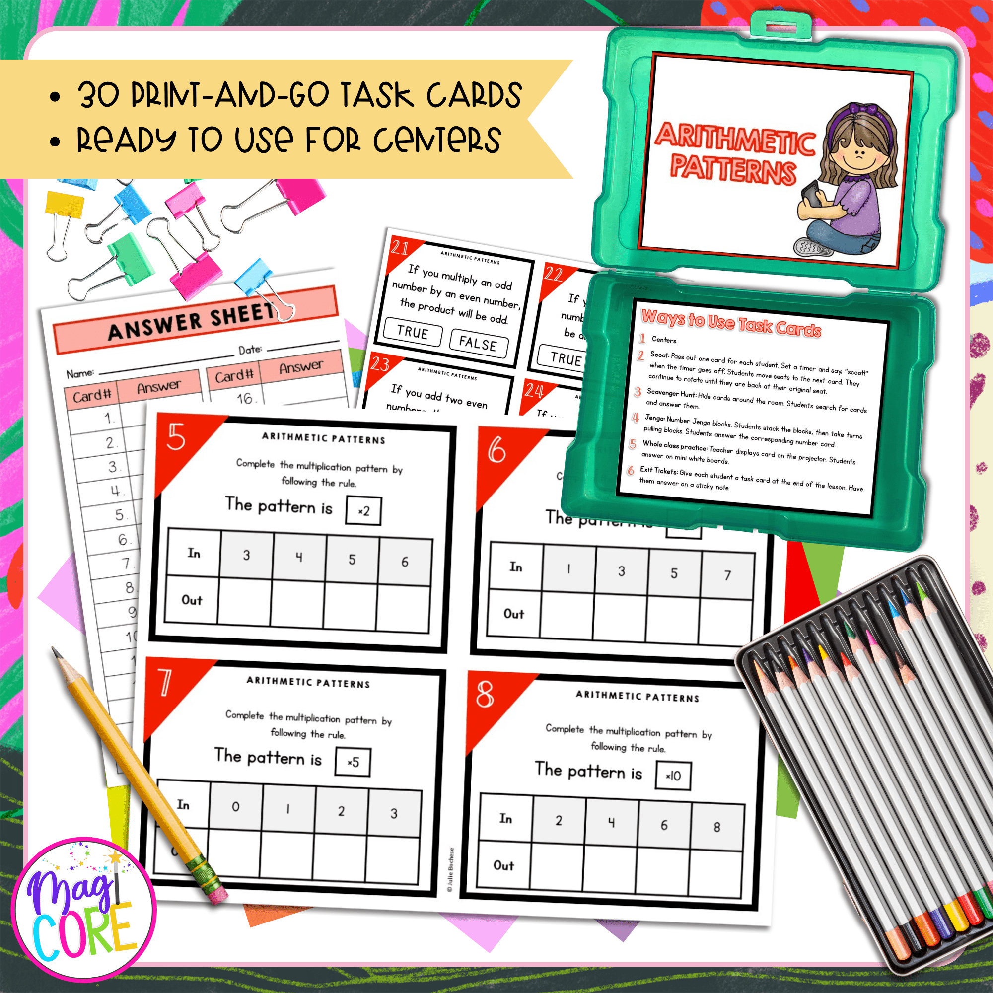 Identify Arithmetic Patterns - 3rd Grade Math Task Cards - 3.OA.D.9 - Image 2