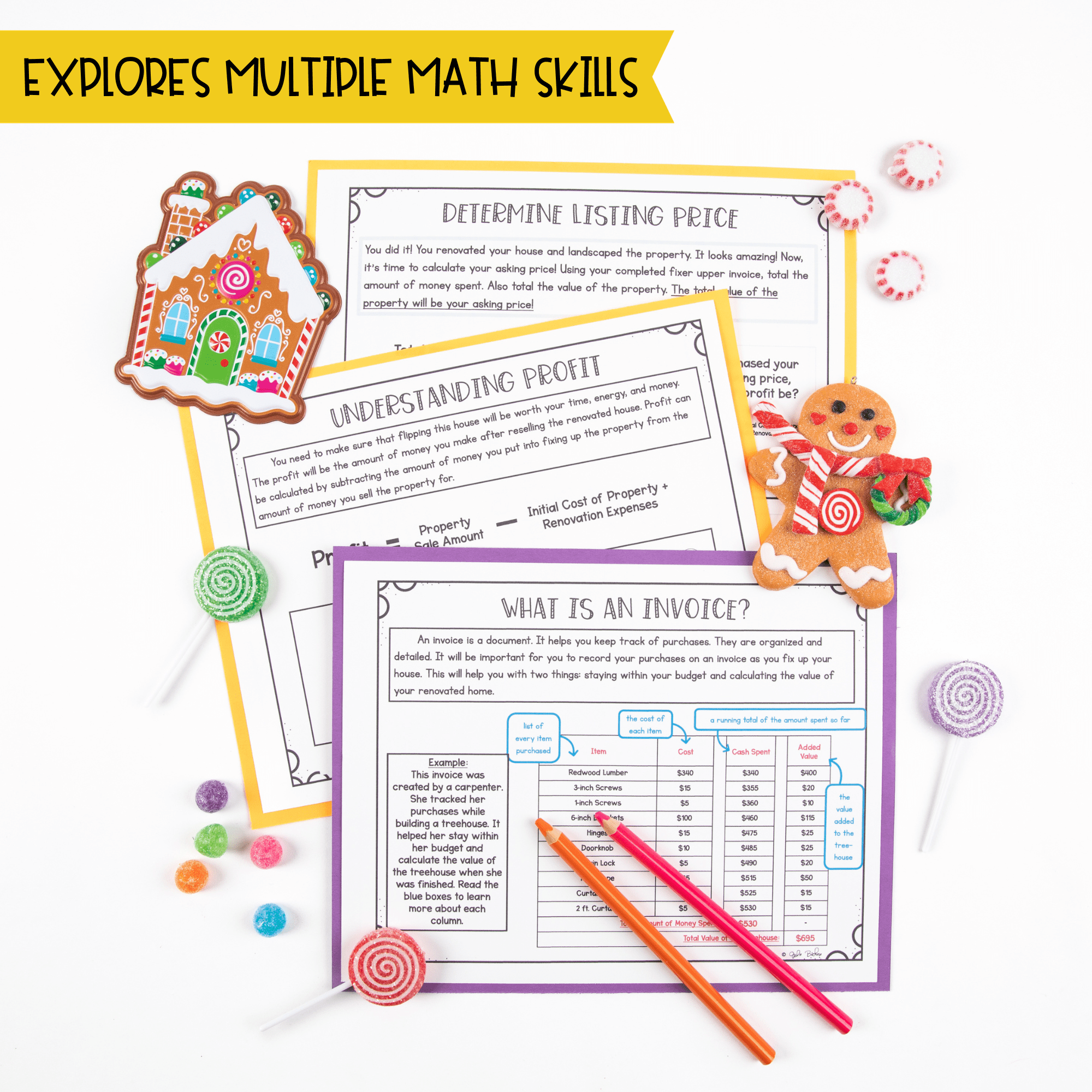 Gingerbread House 2nd 3rd Grade Christmas Math Writing Activity Print & Digital - Image 3