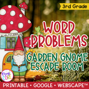 2 Step Word Problems Garden Gnome Math Escape Room & Webscape™ - 3rd Grade