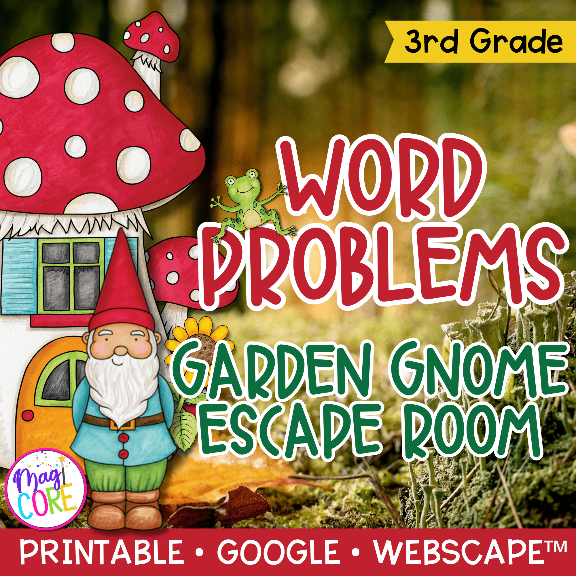 2 Step Word Problems Garden Gnome Math Escape Room & Webscape™ - 3rd Grade