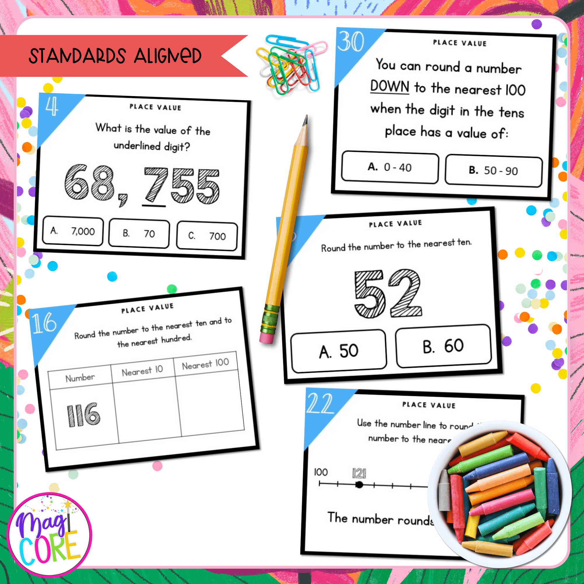 Place Value to Round to 10 or 100 - 3rd Grade Math Task Cards - 3.NBT.A.1 - Image 4