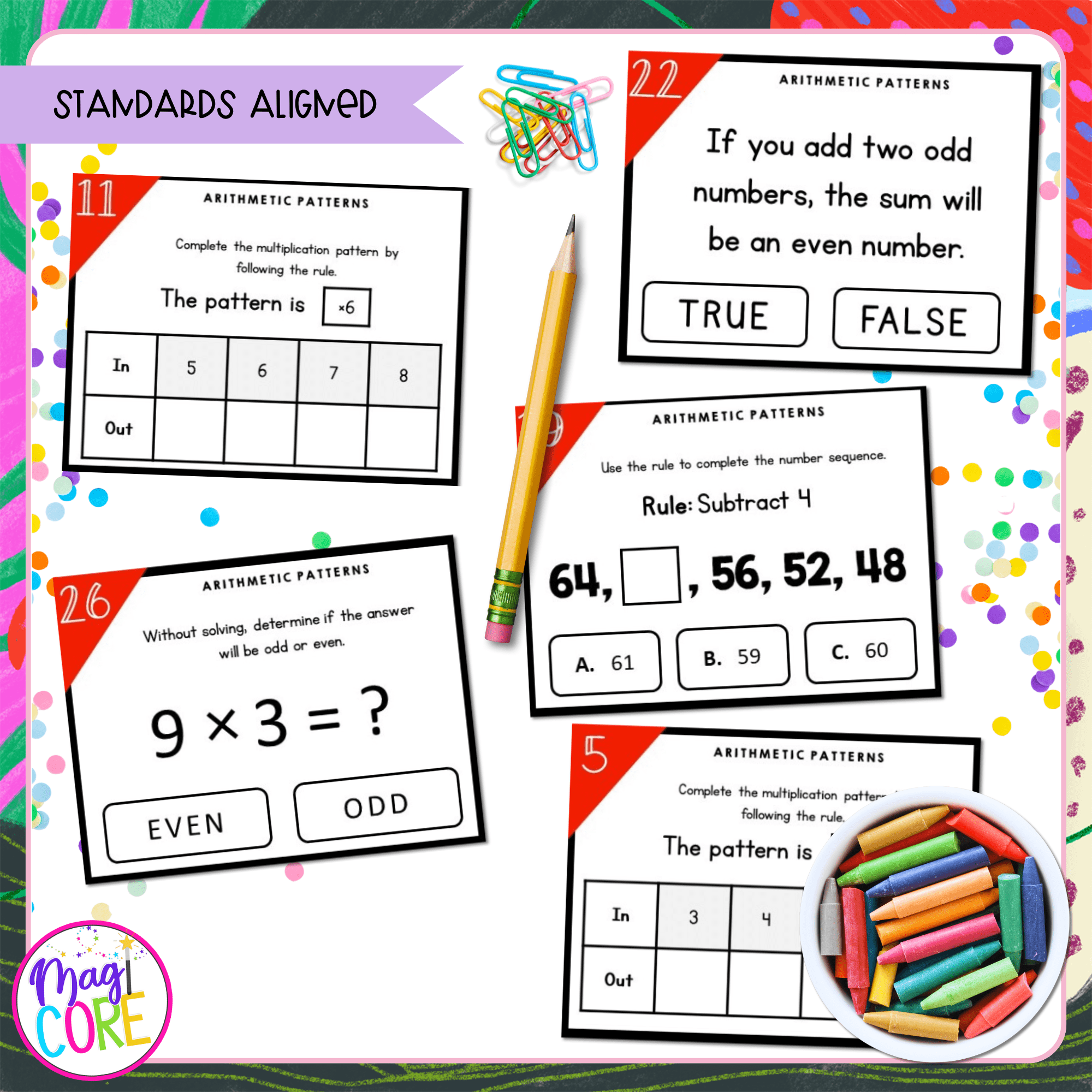 Identify Arithmetic Patterns - 3rd Grade Math Task Cards - 3.OA.D.9 - Image 4