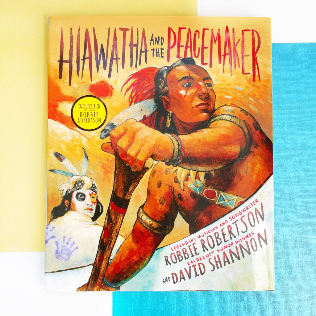 Hiawatha and the peacemaker book cover showing native american male