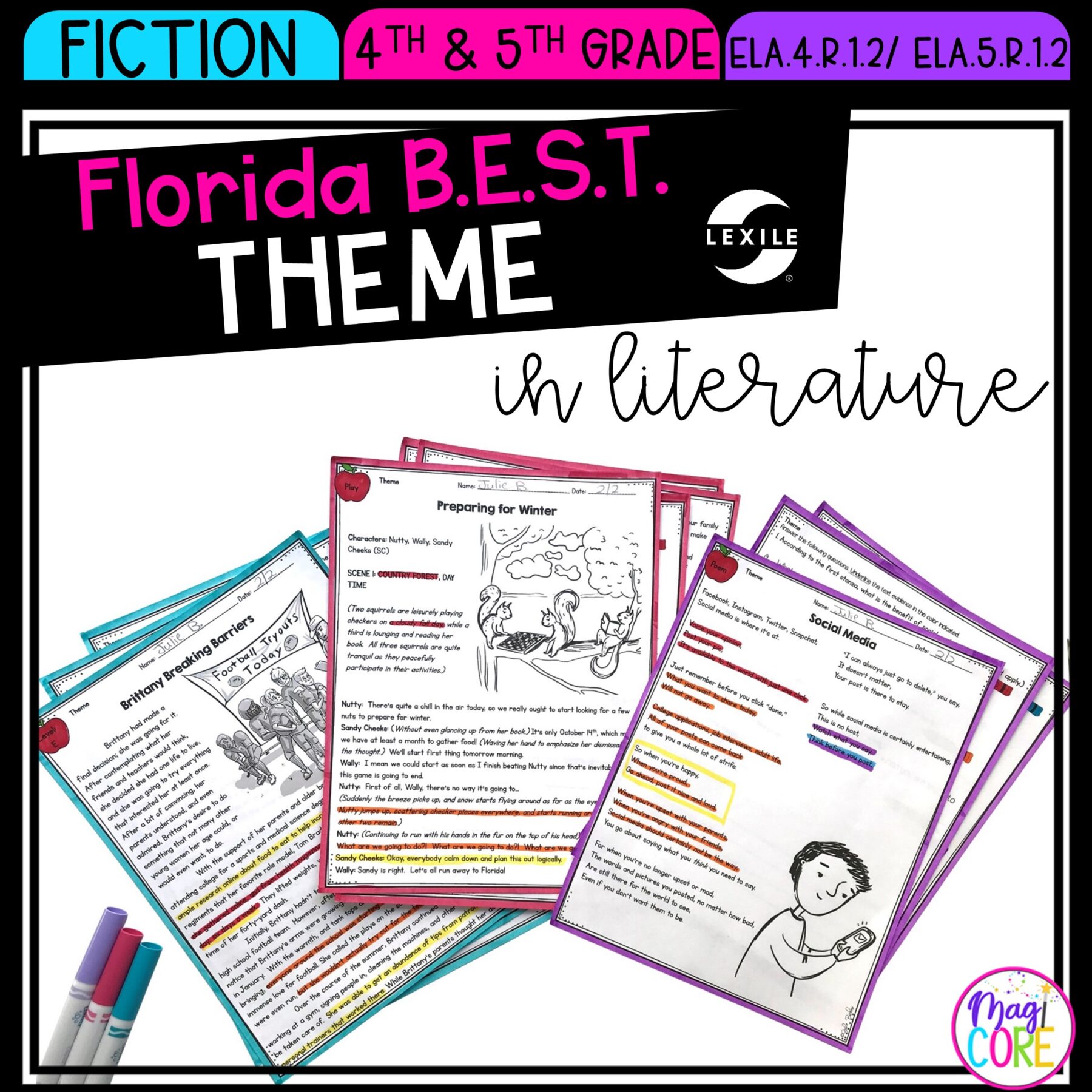 Theme Development - 4th & 5th Grade Florida BEST Standards - ELA.4.R.1.2/5.R.1.2