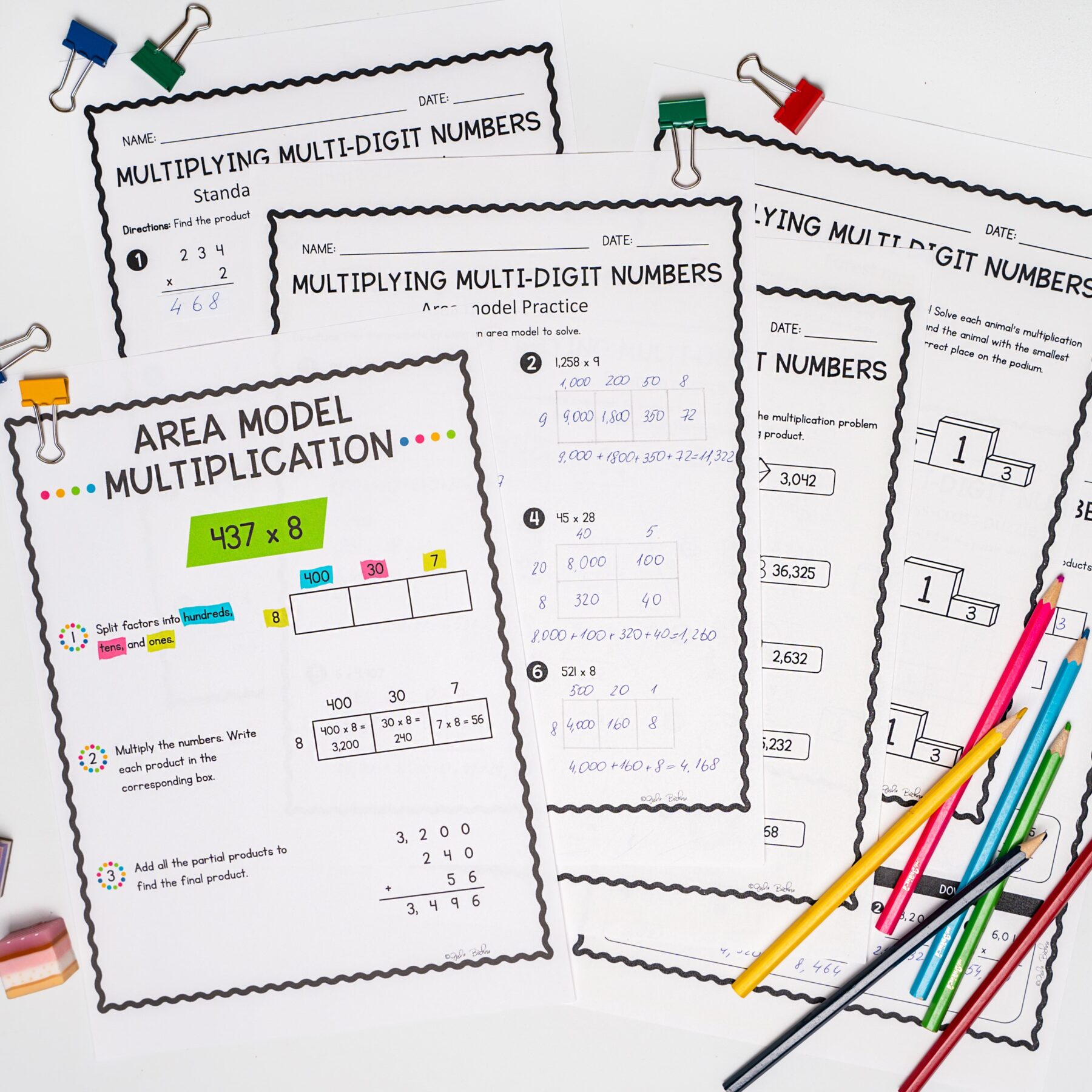 Multiplying Multi-Digit Numbers - 4th Grade Math - Print & Digital - 4.NBT.B.5 - Image 2