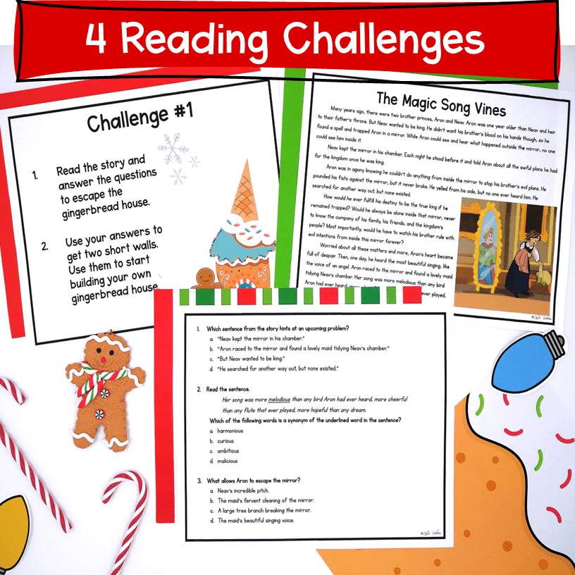 Gingerbread House Reading Escape Room - 4th & 5th Grade Christmas Activity ELA - Image 2
