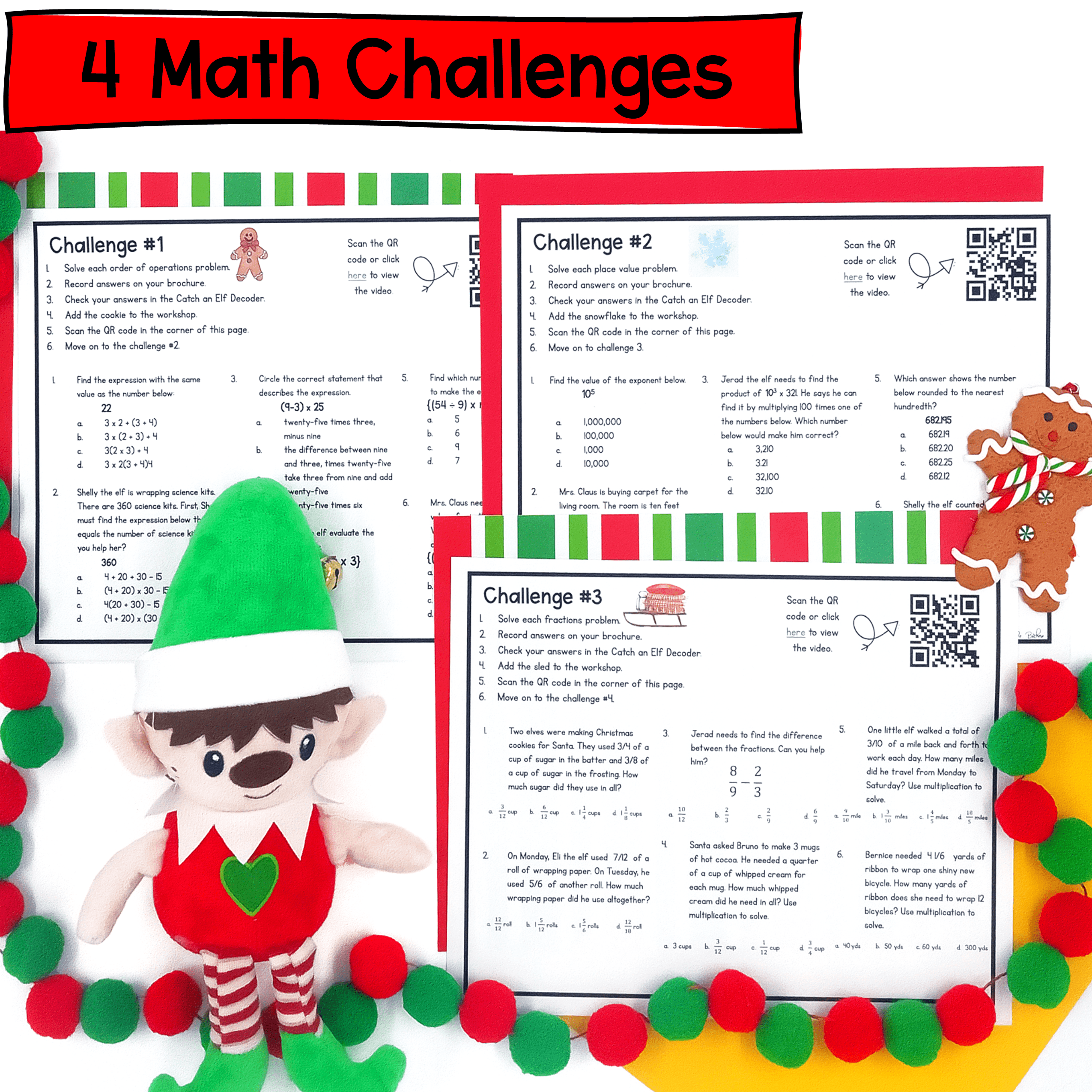 Christmas Elf - 5th Grade Math Escape Room & Webscape Digital Activities - Image 2