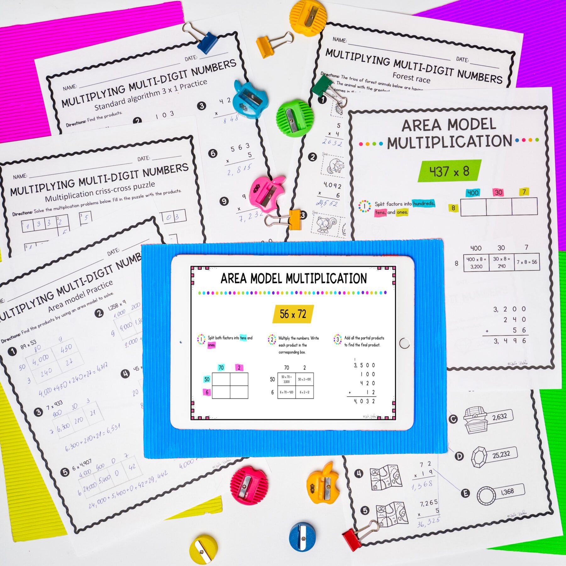 Multiplying Multi-Digit Numbers - 4th Grade Math - Print & Digital - 4.NBT.B.5 - Image 3