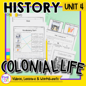 History Unit 4: Colonial Life Social Studies Lessons