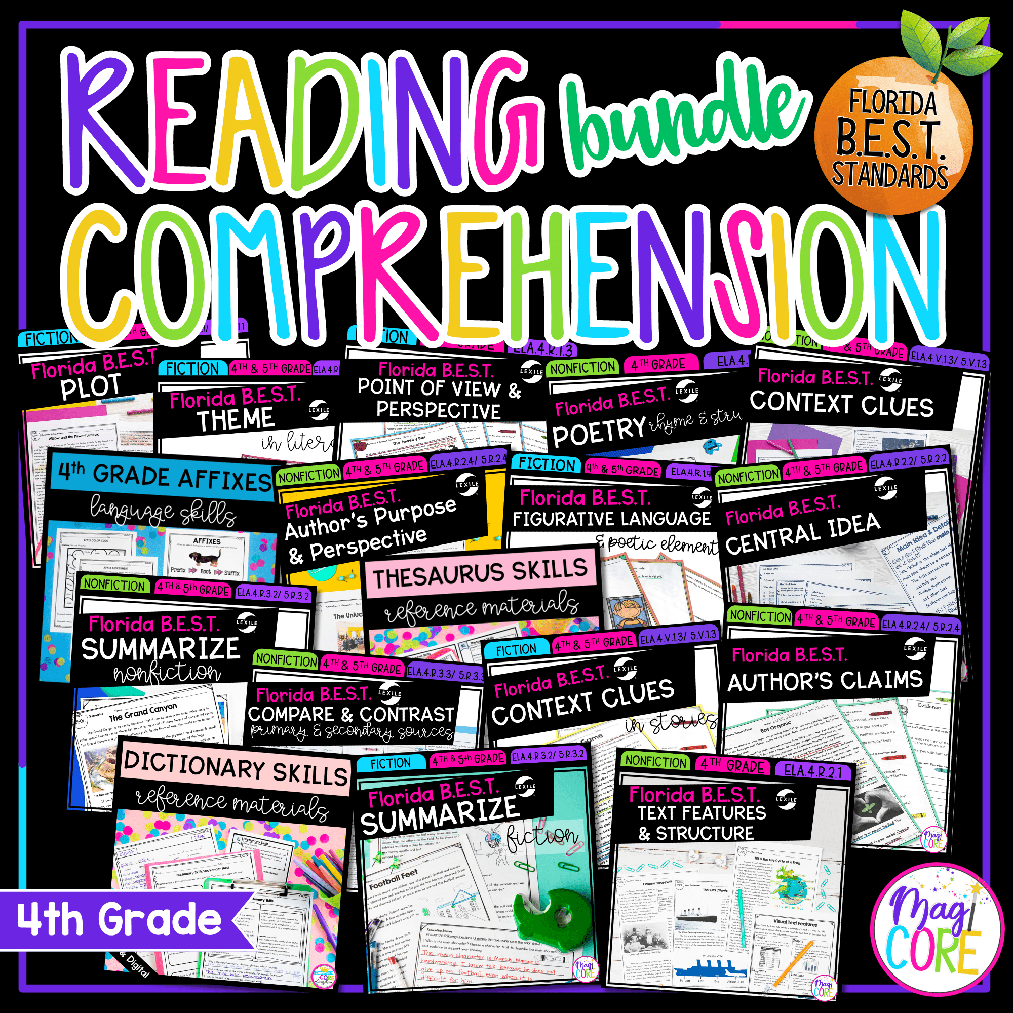 4th Grade Florida BEST Standards ELA Reading Comprehension Bundle FL B.E.S.T.