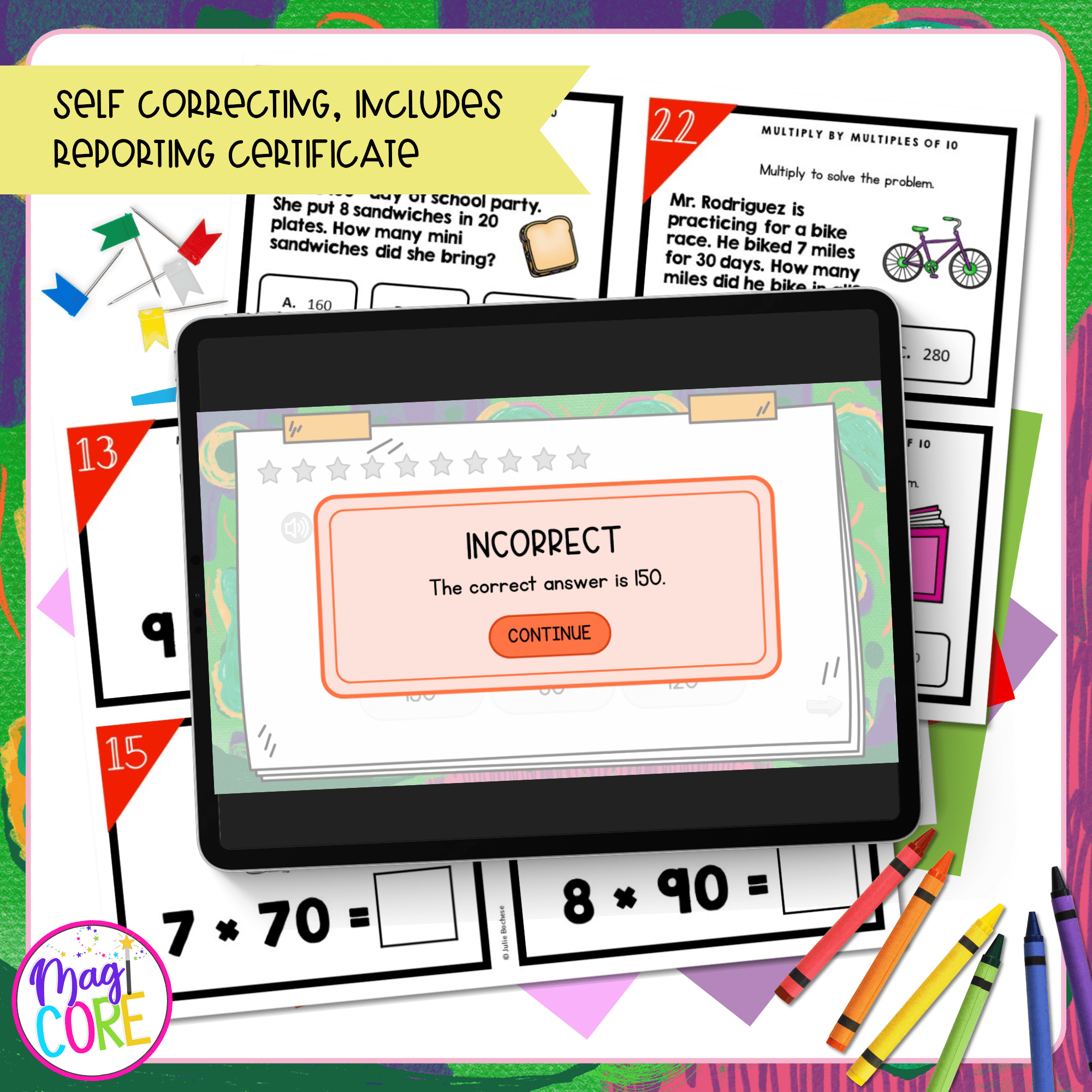 Multiply One-Digit Whole Numbers by Multiples of 10 - 3rd Grade Math Task Cards - Image 3