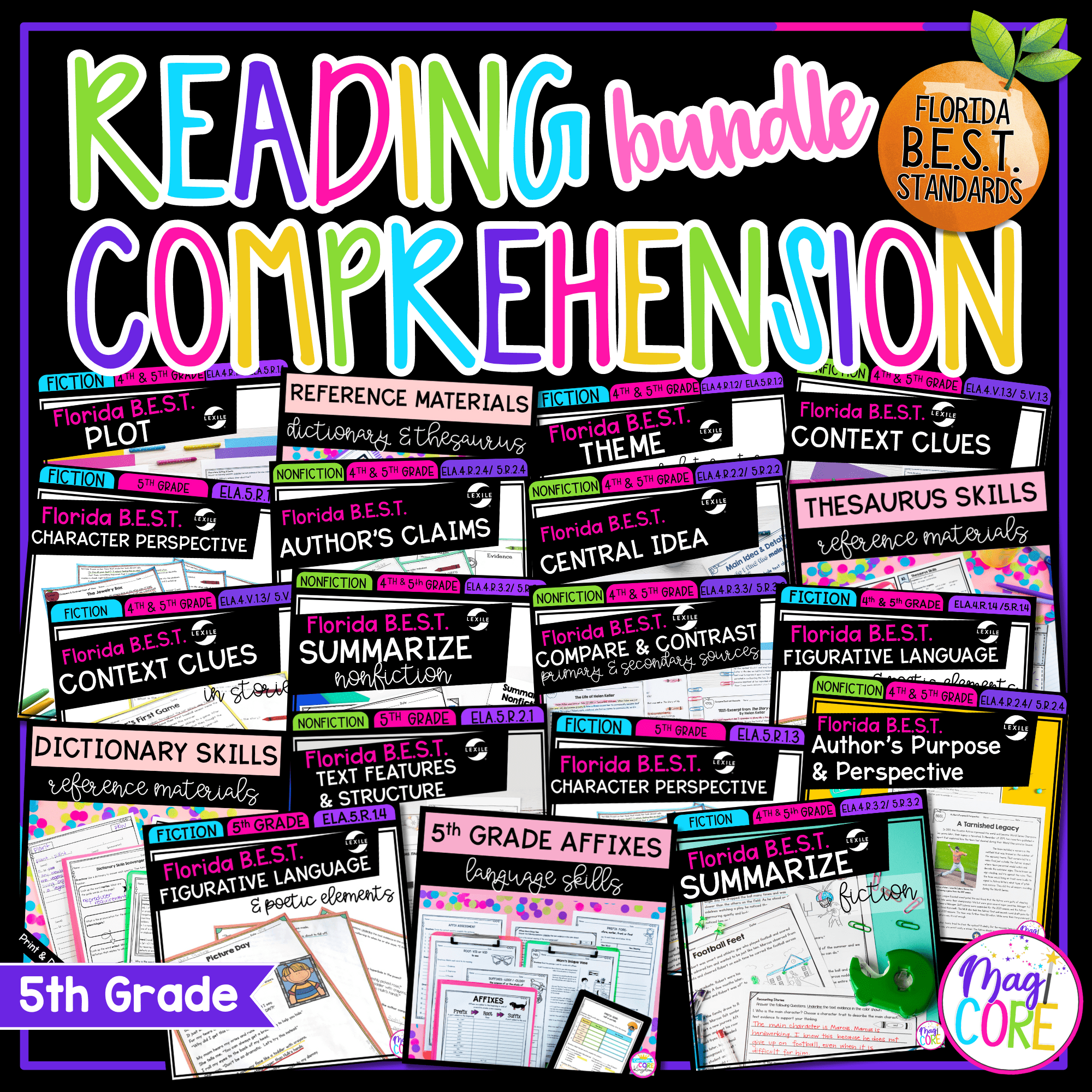 5th Grade Florida BEST Reading Comprehension Bundle FL B.E.S.T.