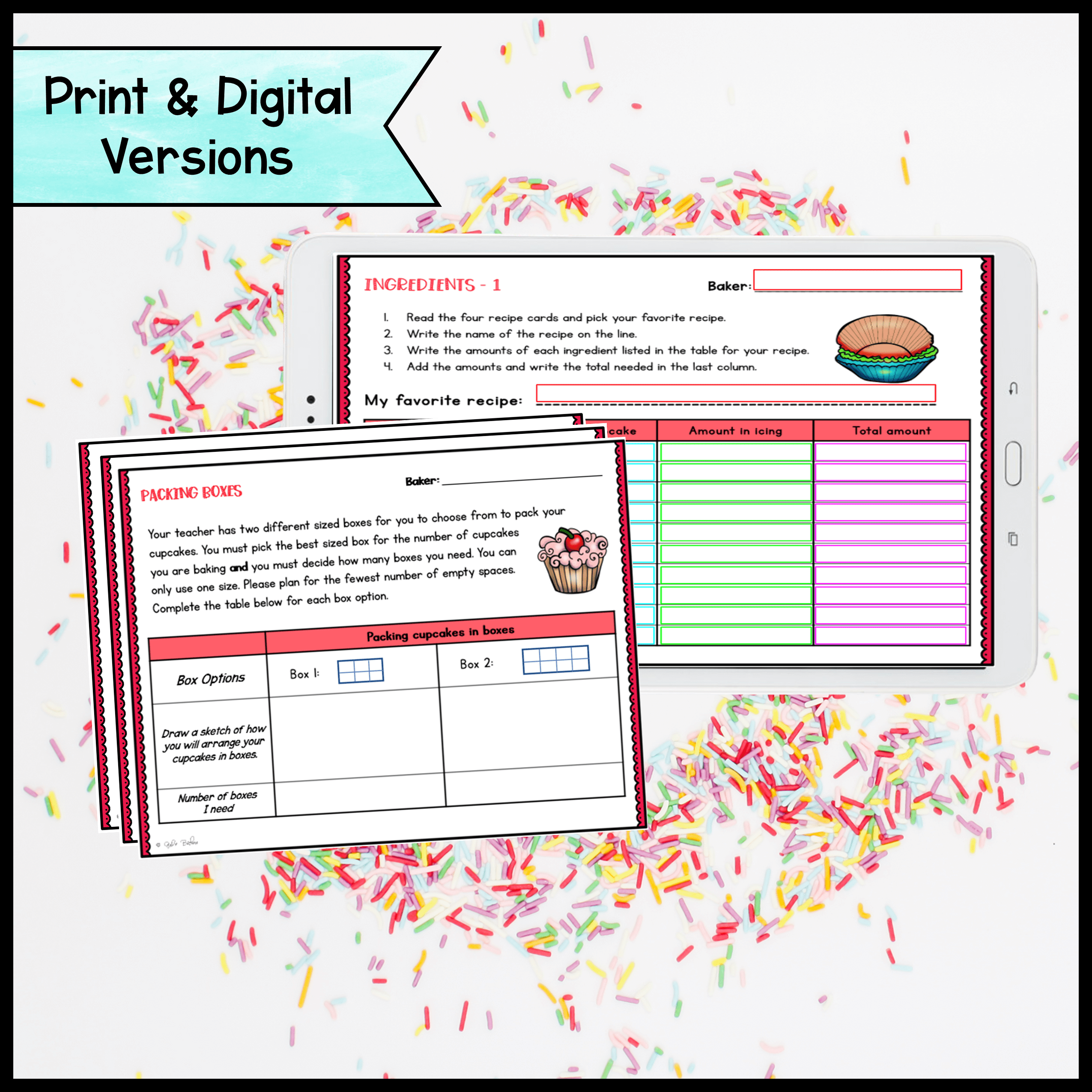 Cupcakes Galore Project Based Learning - 2nd Grade Math - Printable & Digital - Image 2