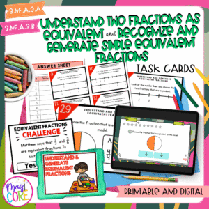 Equivalent Fractions - 3rd Grade Math Task Cards - 3.NF.A.3