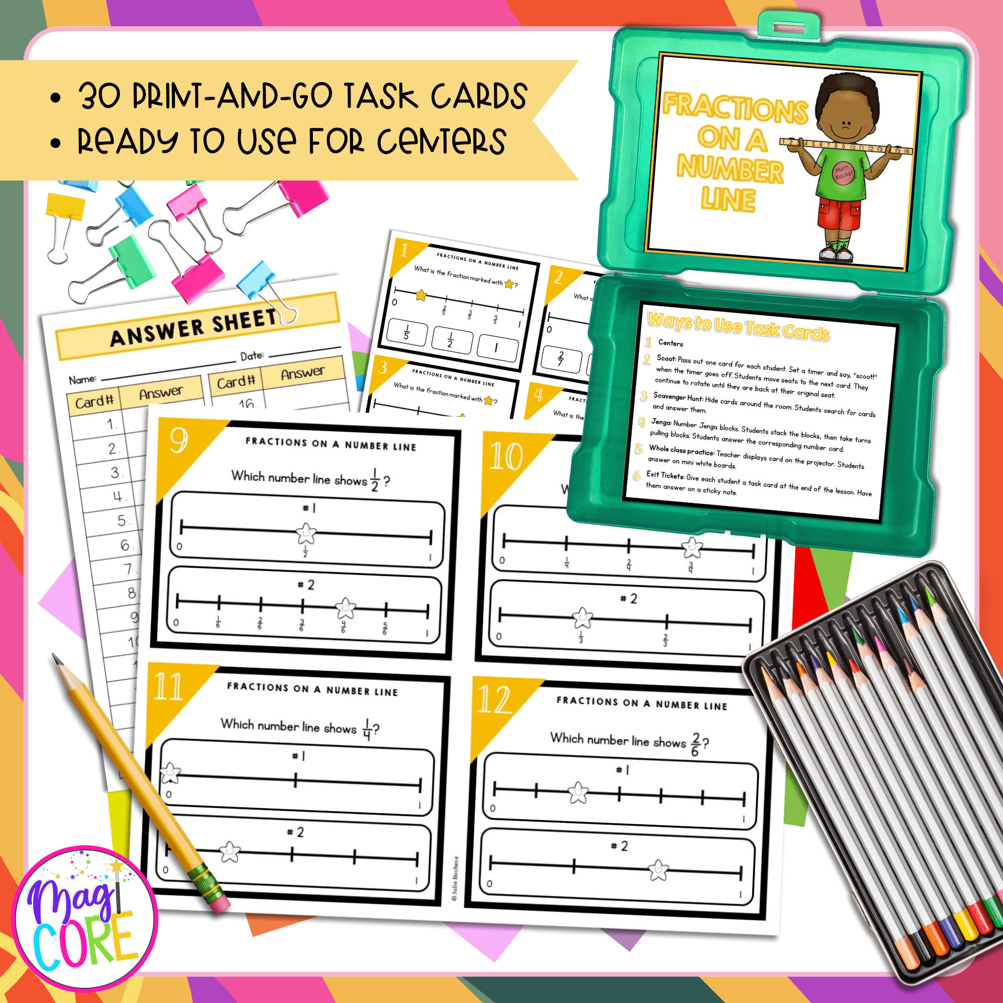 Fractions on a Number Line - 3rd Grade Math Task Cards - 3.NF.A.2 - Image 2