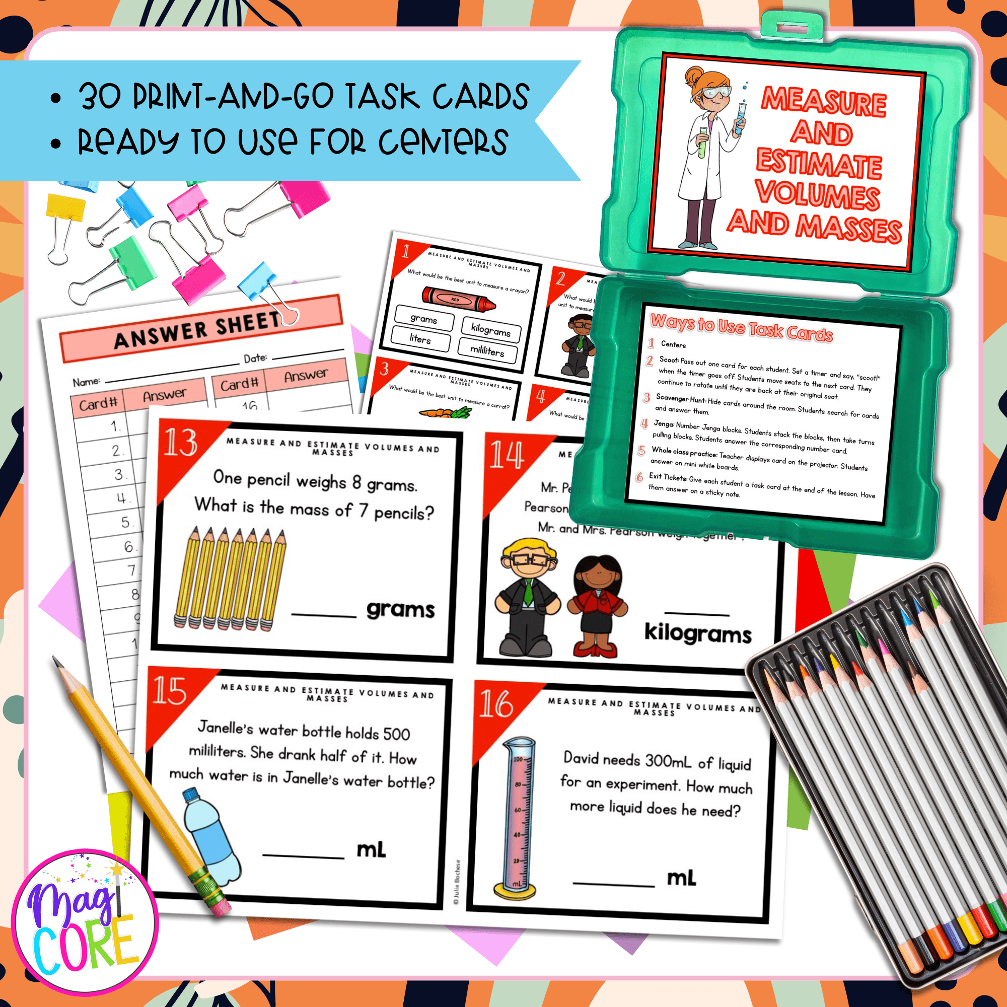 Measure & Estimate Volumes & Masses - 3rd Grade Math Task Cards - 3.MD.A.2 - Image 2