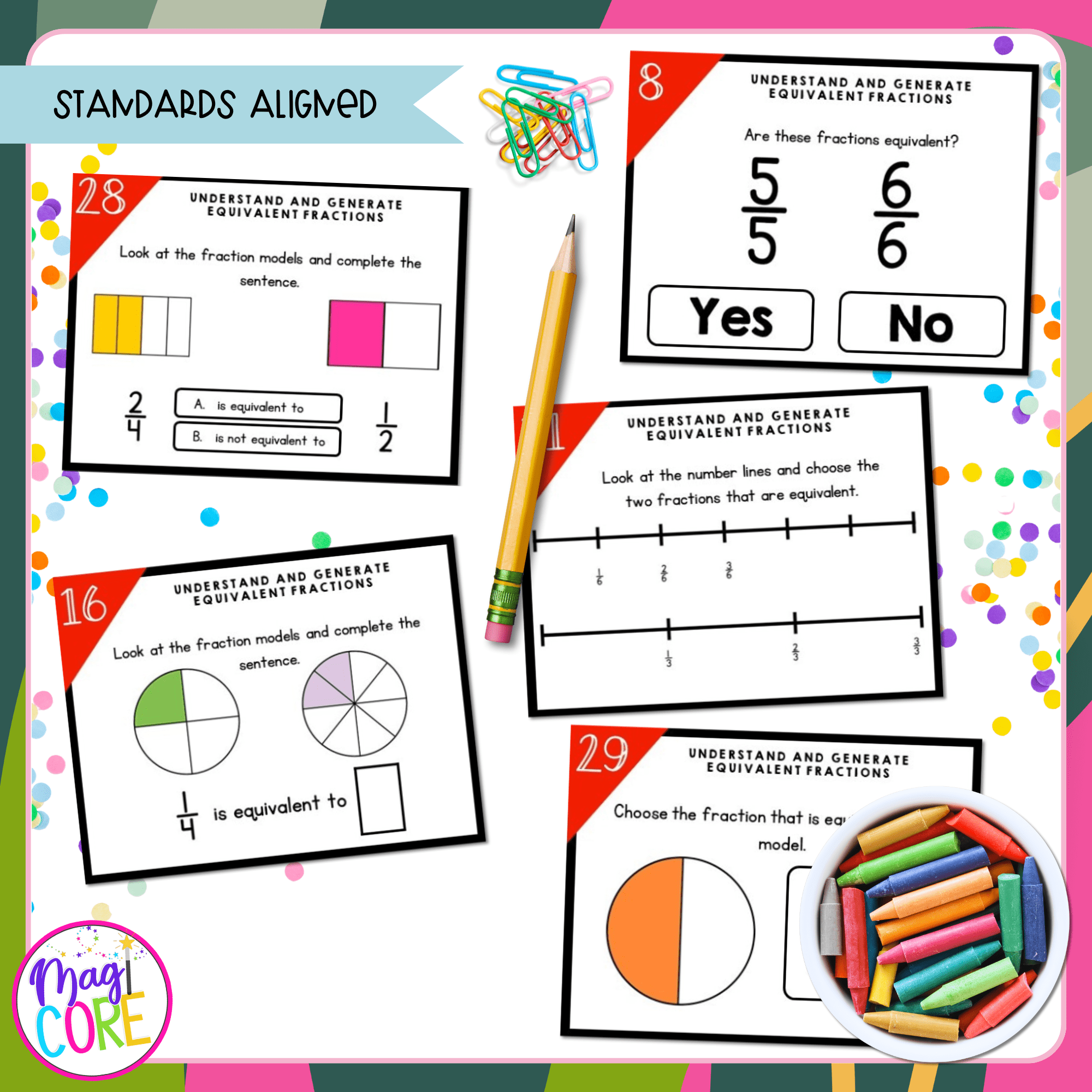 Equivalent Fractions - 3rd Grade Math Task Cards - 3.NF.A.3 - Image 4
