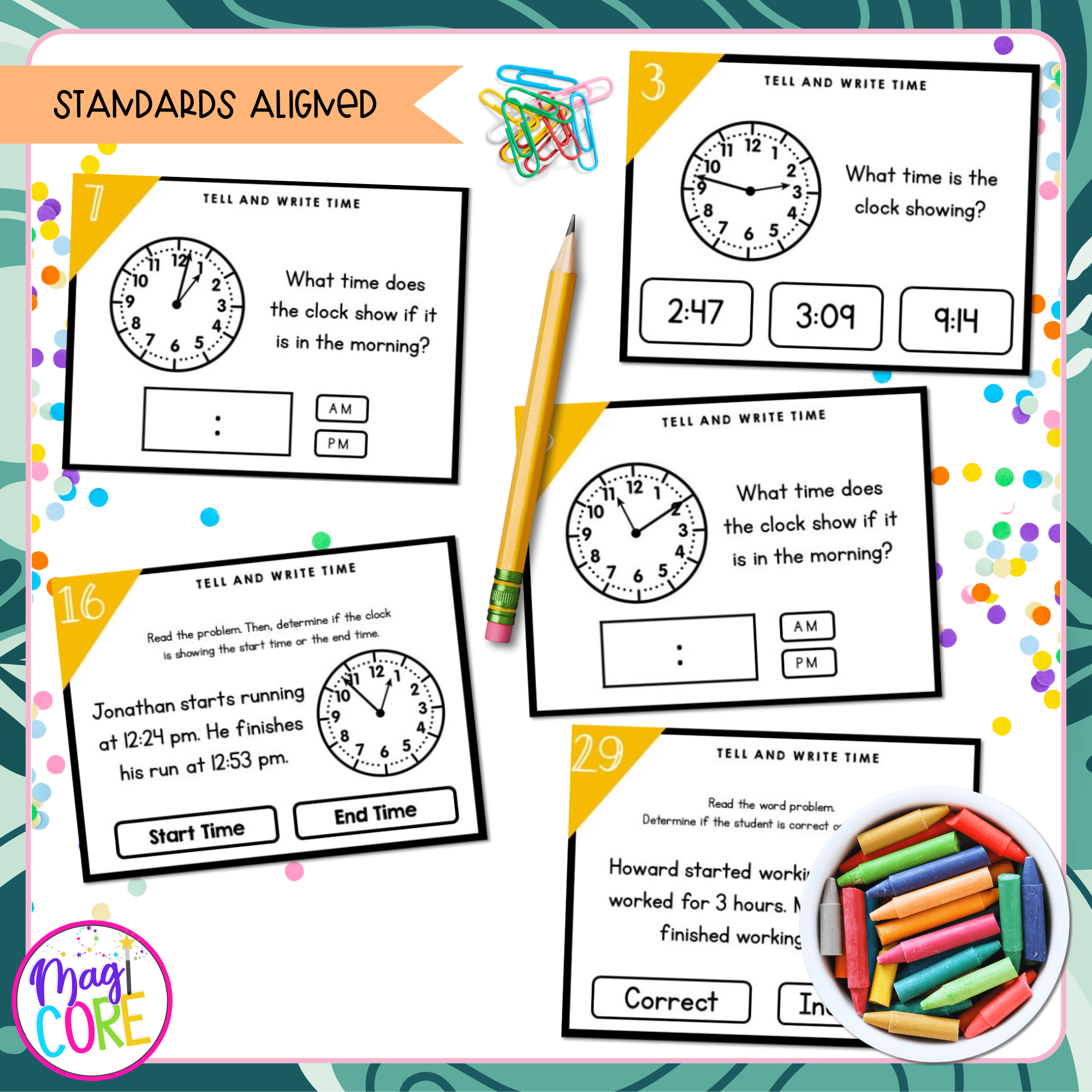 Tell & Write Time to the Nearest Minute - 3rd Grade Math Task Cards - 3.MD.A.1 - Image 4