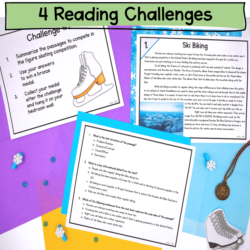 Winter Sports Reading Comprehension Escape Room & Webscape 4th 5th Grade Passage - Image 2