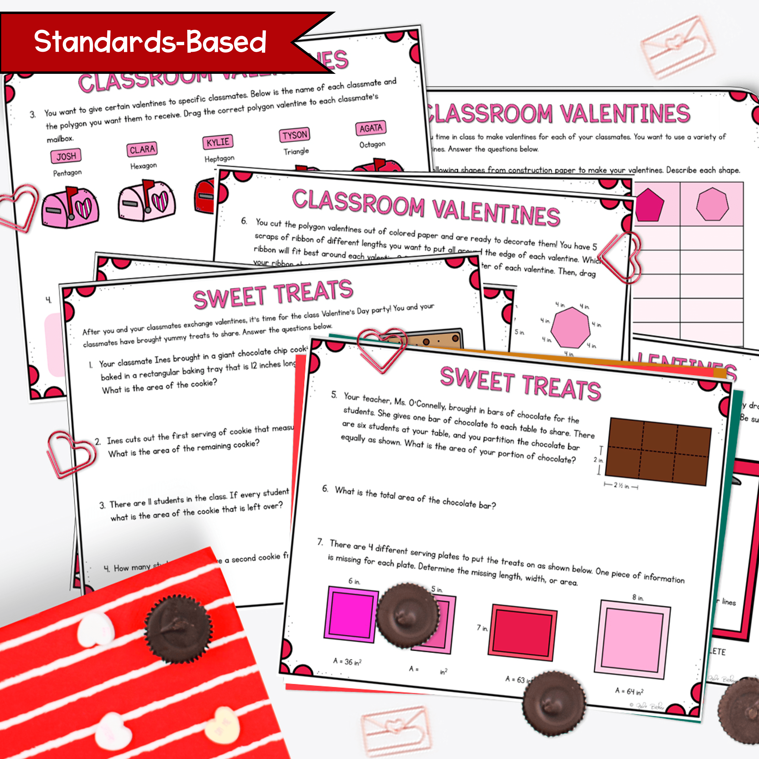Valentine's Day Geometry Project Based Learning 4th Grade Math Activity February - Image 2
