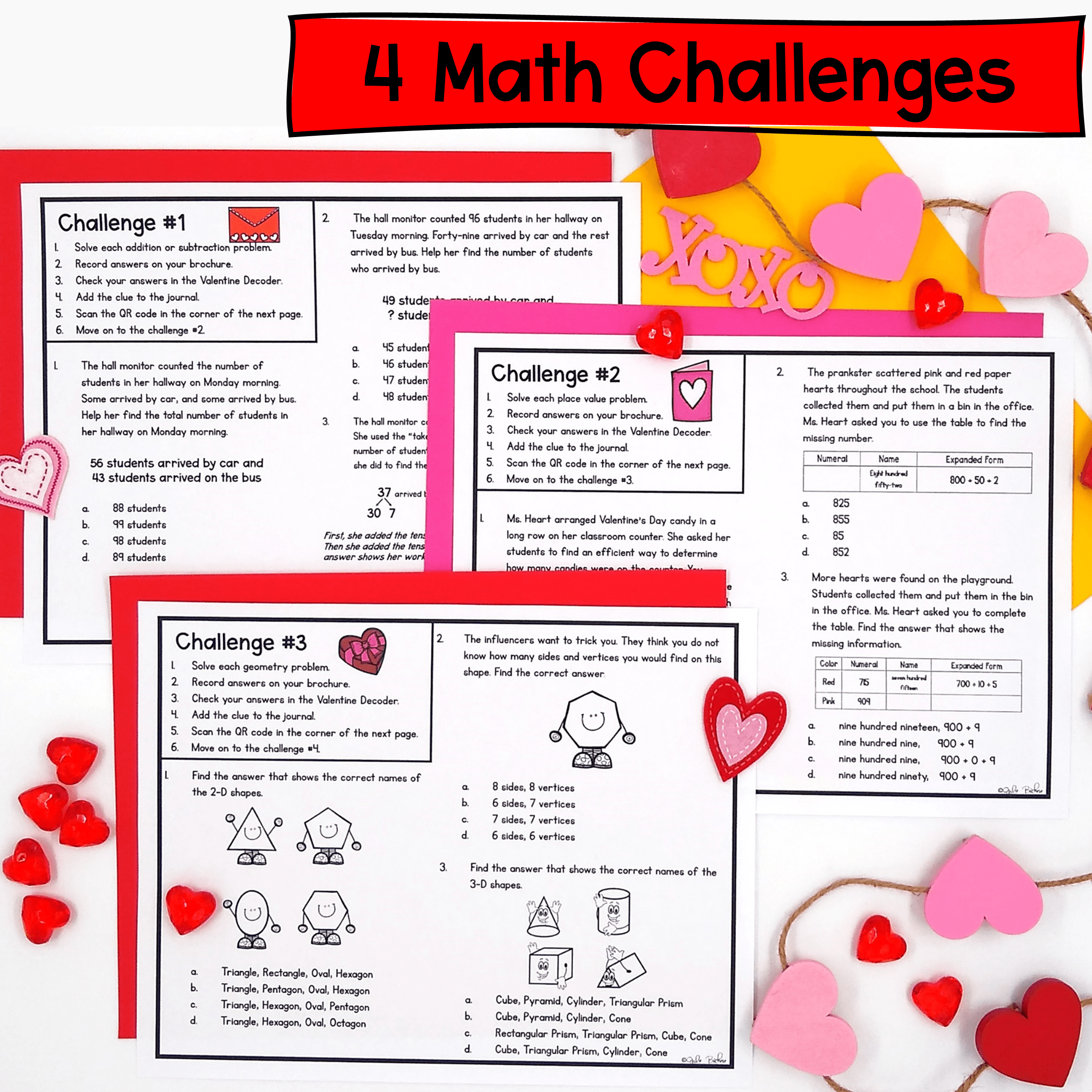2nd Grade Math Review The Case of Missing Valentines Day Escape Room & Webscape™ - Image 2